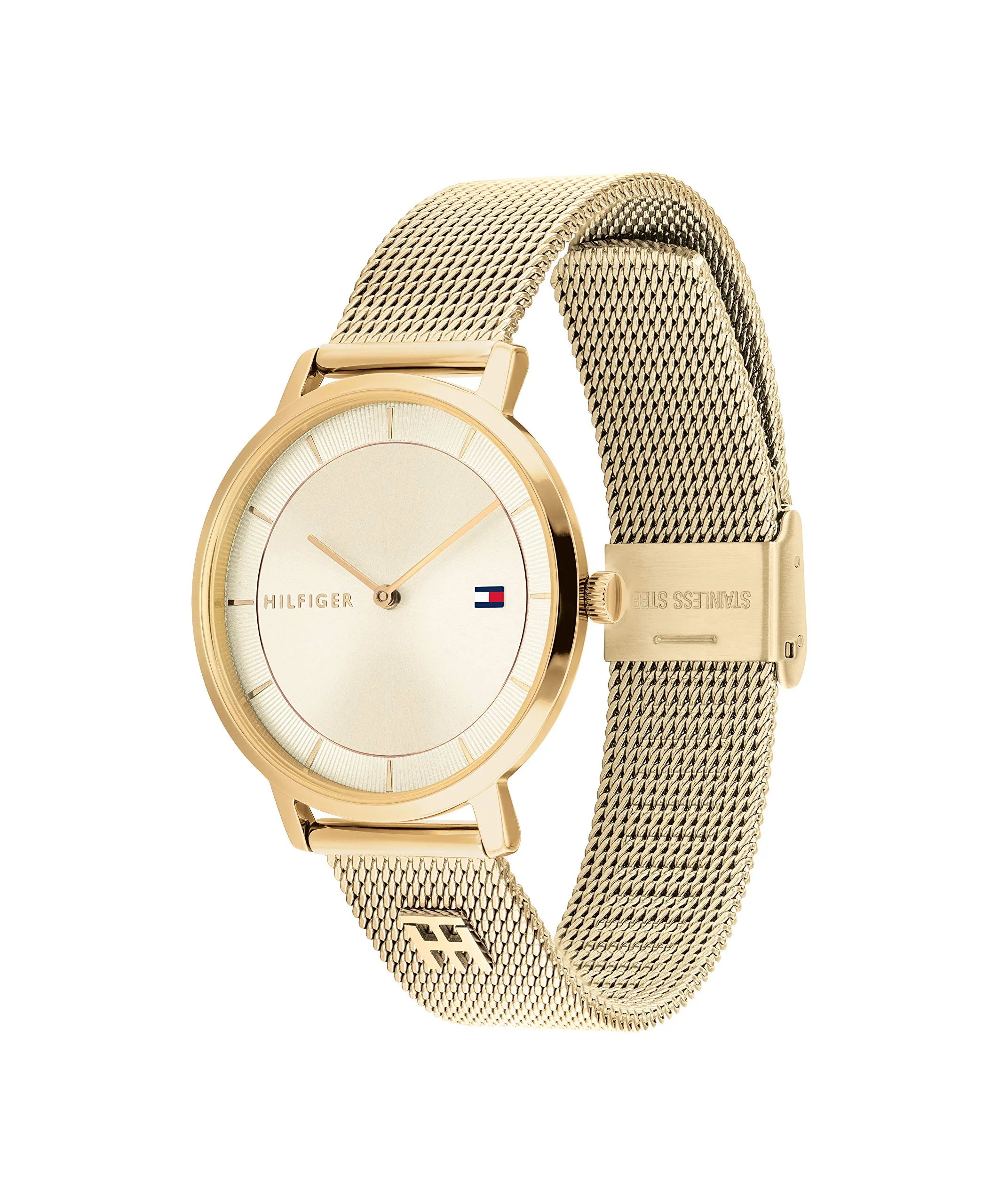 Tommy Hilfiger Orologio Analogico al Quarzo da Donna con Cinturino in Maglia Metallica in Acciaio Inossidabile di Colore Dorato - 1782286 - immagine 2