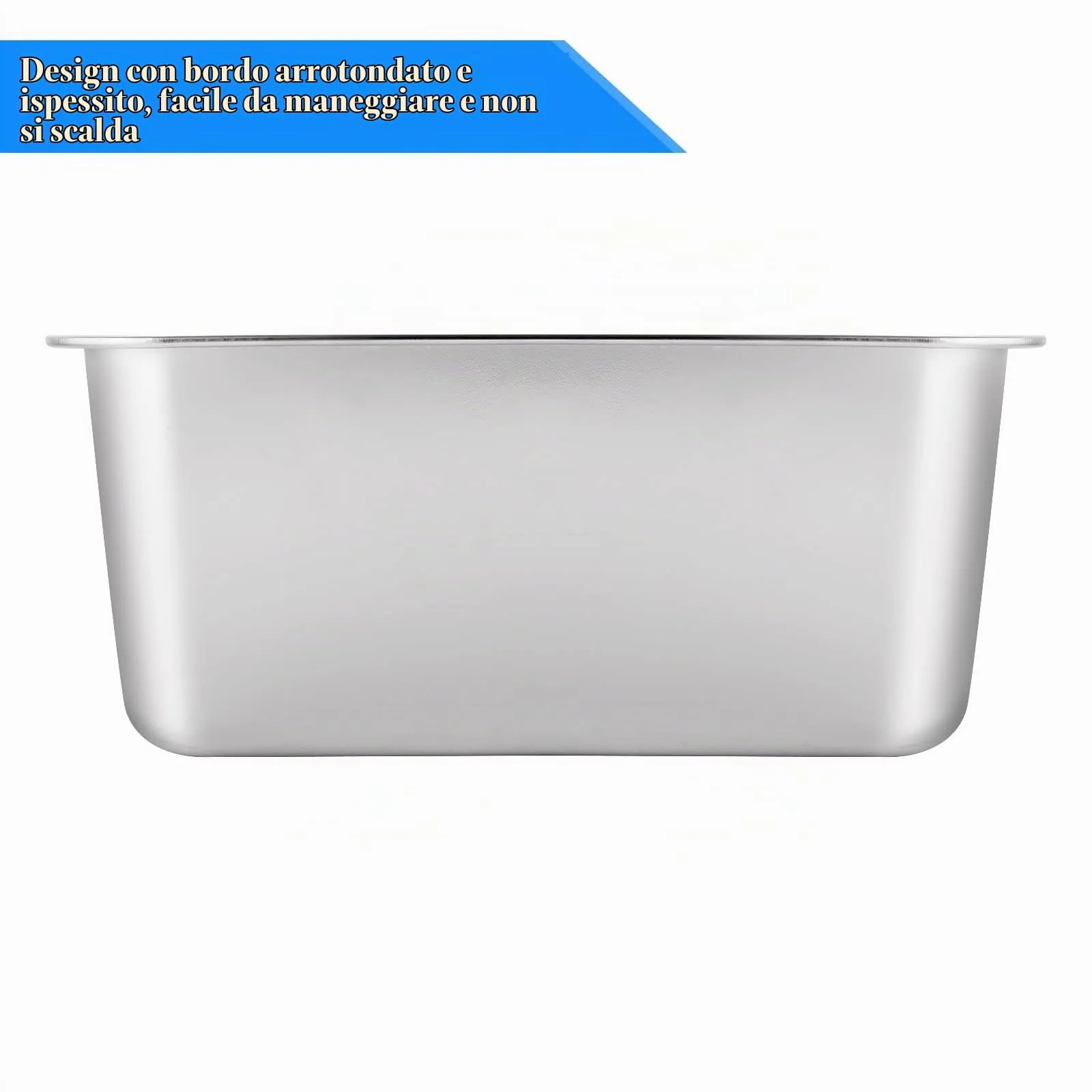 ASelected Vasca da bagno, in acciaio inox 304, grande rettangolare da 10 litri, vasca, ciotola per miscelazione, senza plastica, 33 x 24 x 15 cm - immagine 3