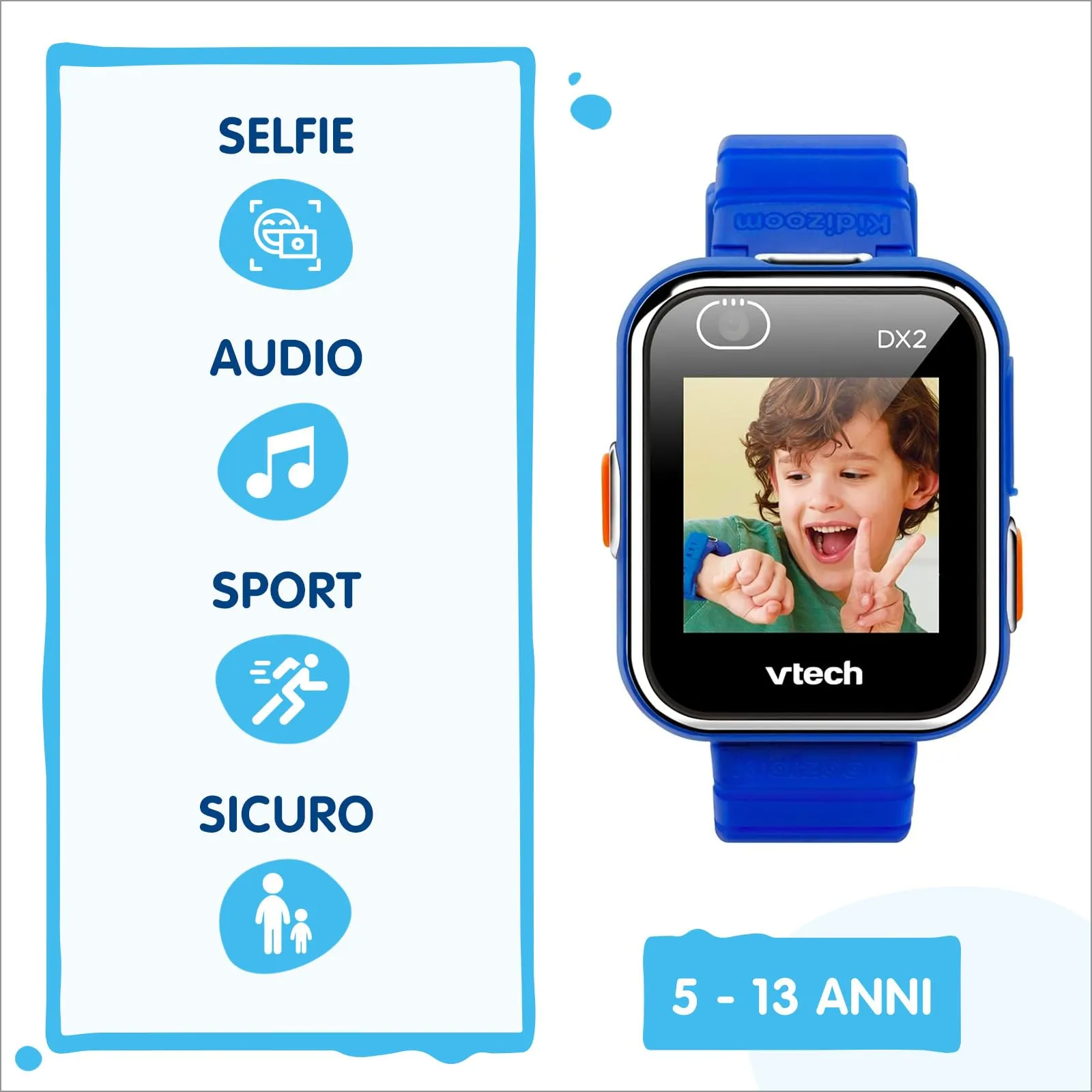 VTech Kidizoom Smartwatch DX2 Blu Bambini Touch a Colori 5-13 Anni - immagine 5