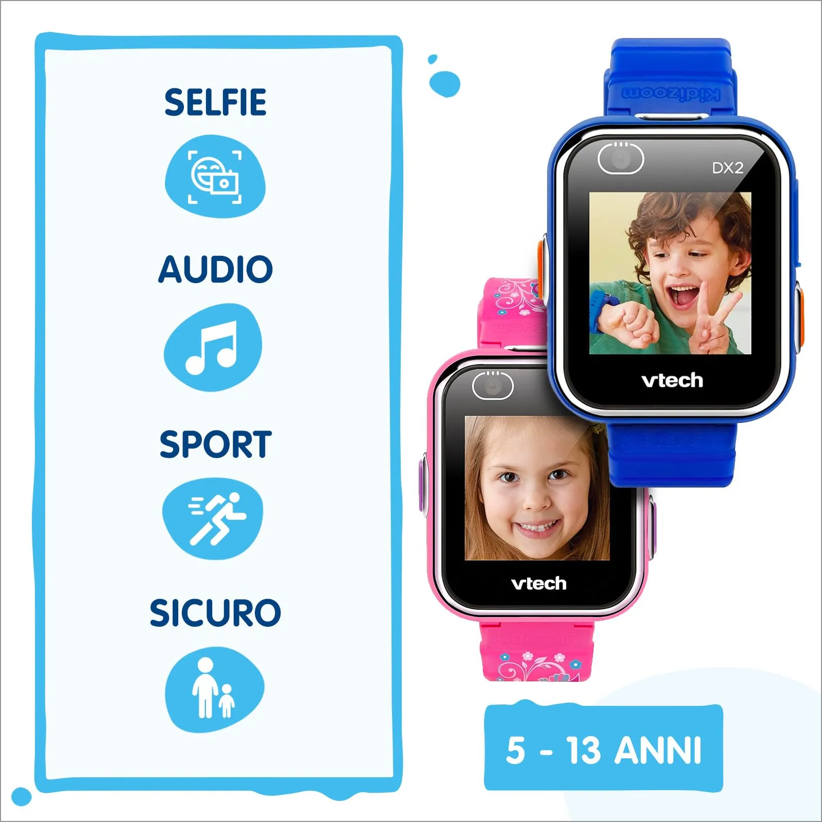 VTech Kidizoom Smartwatch DX2 Rosa Bambini Touch a Colori 5-13 Anni - immagine 5