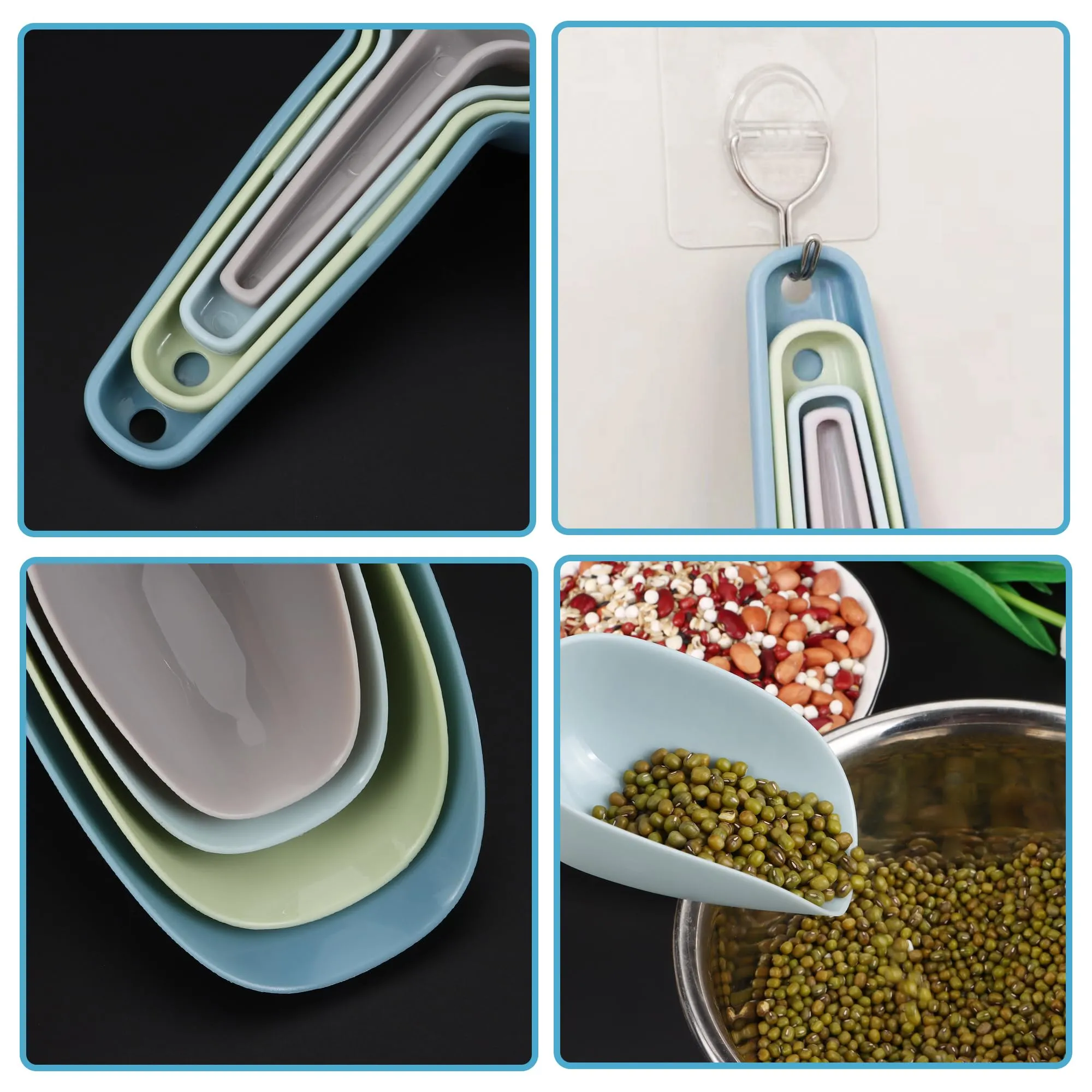 Set di 4 Ghiaccio Paletta Cucina Plastica, Paletta Cibo Cucchiaini Multiuso - immagine 3