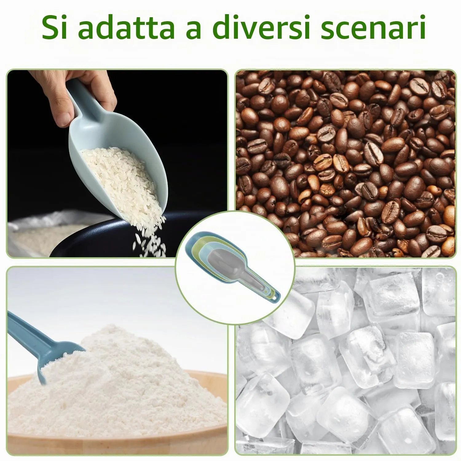 Set di 4 Ghiaccio Paletta Cucina Plastica, Paletta Cibo Cucchiaini Multiuso - immagine 4