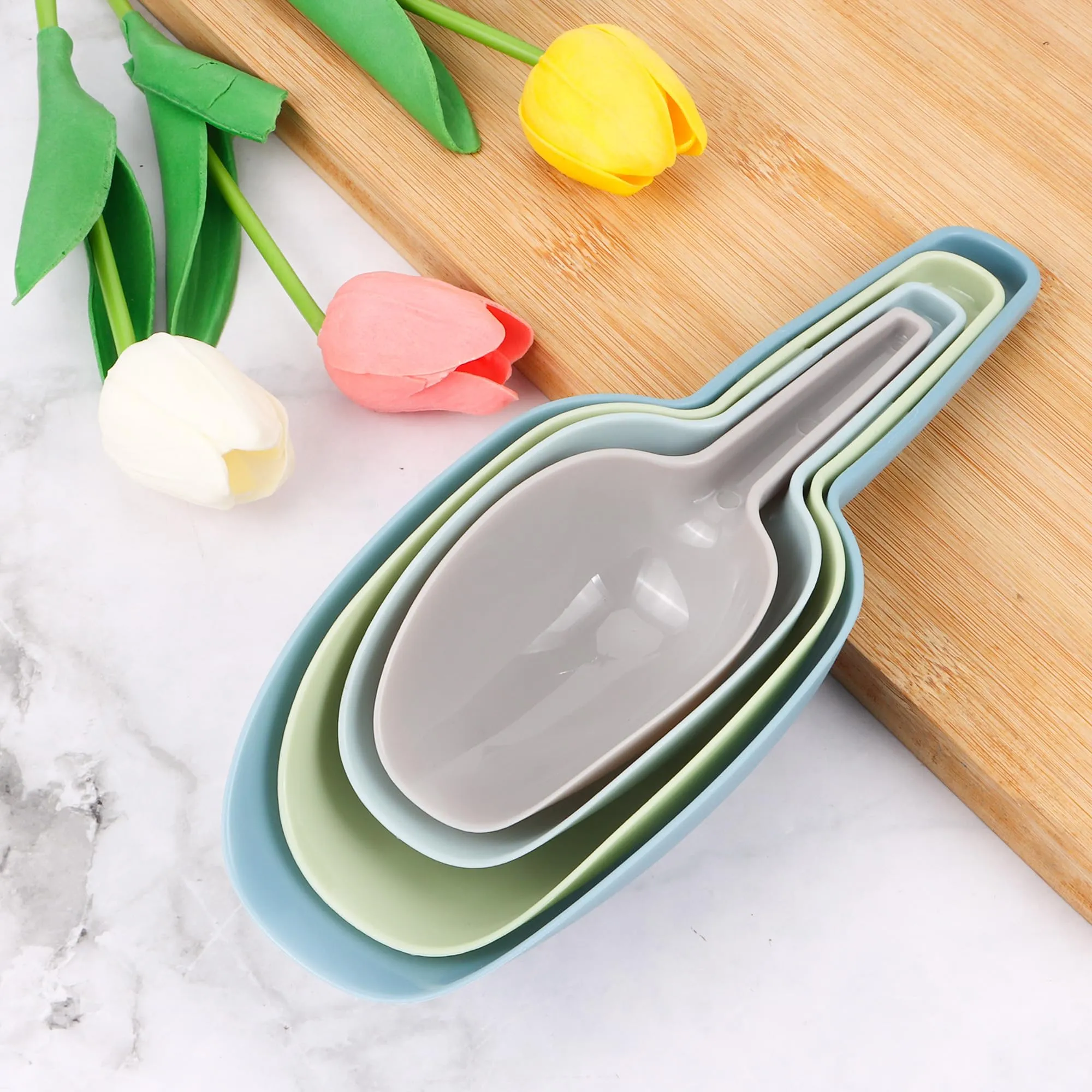 Set di 4 Ghiaccio Paletta Cucina Plastica, Paletta Cibo Cucchiaini Multiuso - immagine 5
