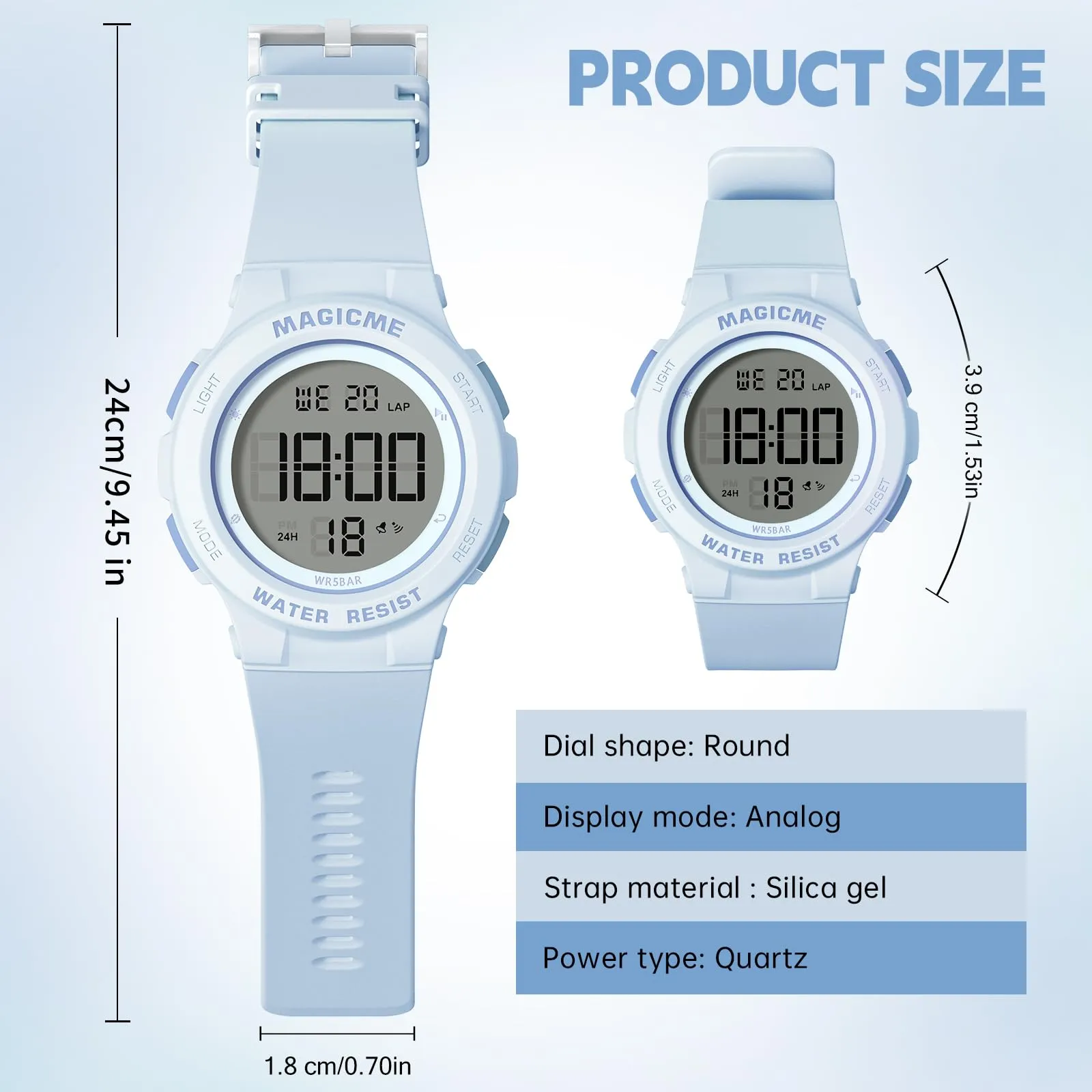 Bigmeda Orologio Bambini, Orologio da Polso per Ragazzi, Orologio Bambino Digitale Impermeabile 50 M, con luce LED, Orologio Insegnamento con Cinturino in Silicone (Macaron Blu) - immagine 6