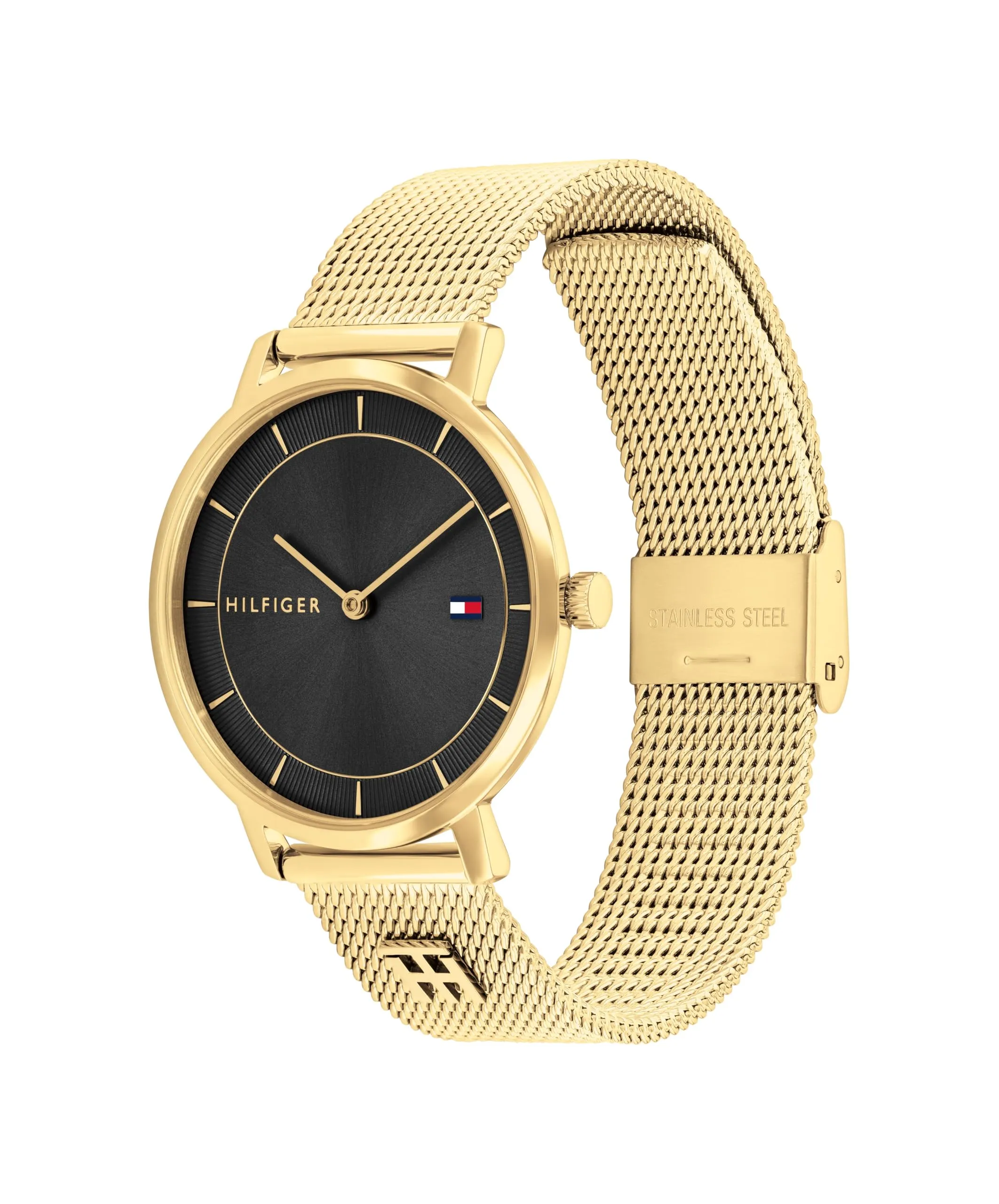 Tommy Hilfiger Orologio Con Movimento Al Quarzo A Due Lancette da Donna con Cinturino in Maglia Metallica in Acciaio Inossidabile di Colore Dorato - 1782739, Black - immagine 2