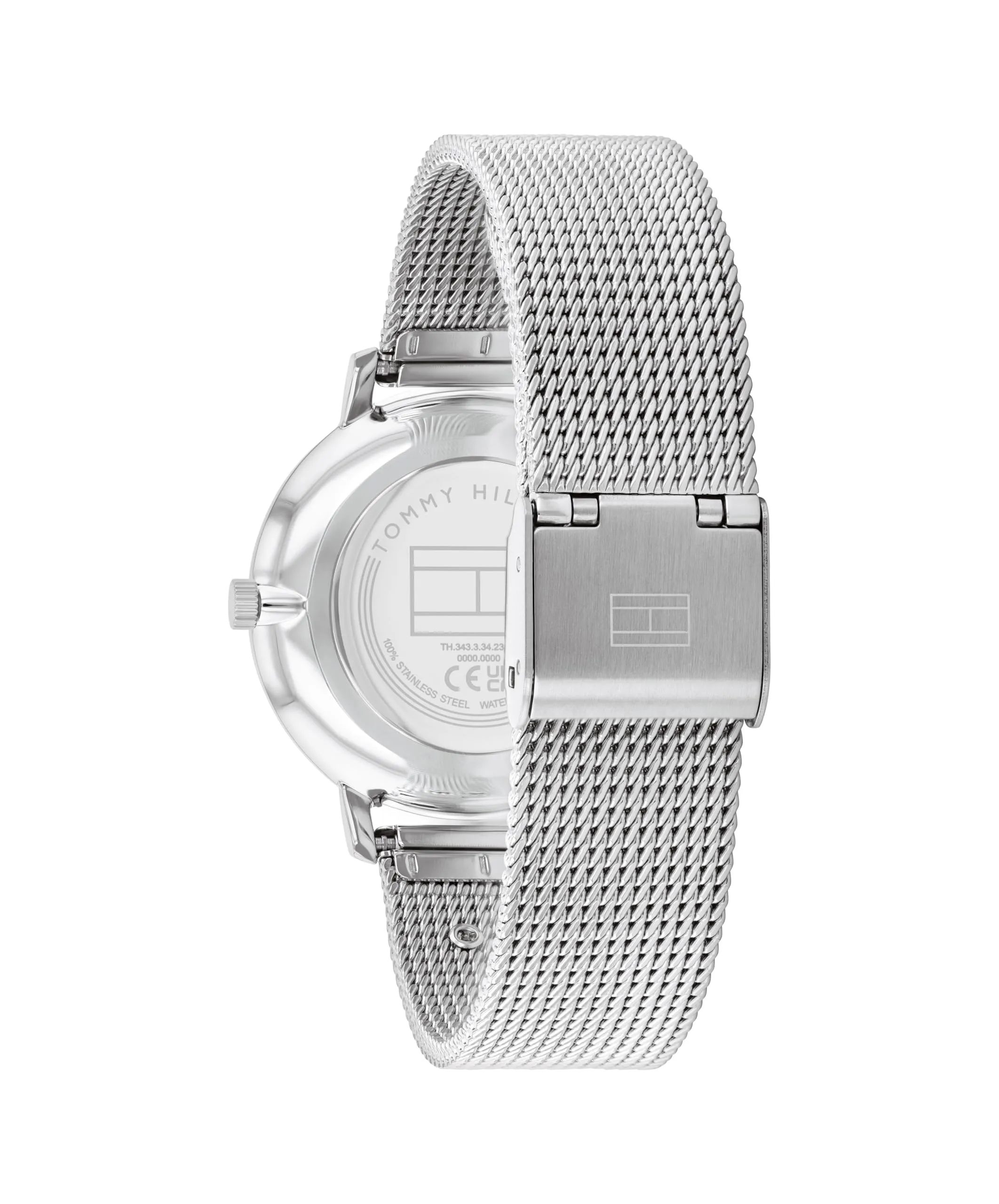 Tommy Hilfiger Orologio Con Movimento Al Quarzo A Due Lancette da Donna con Cinturino in Maglia Metallica in Acciaio Inossidabile Argentato - 1782738, Light Blue - immagine 3