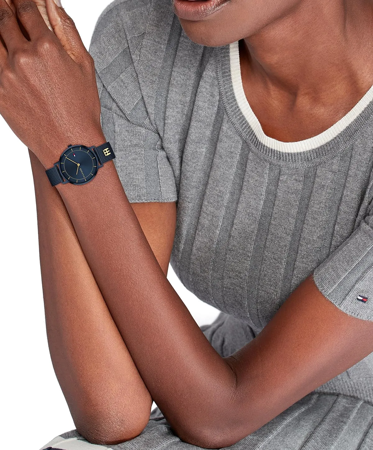 Tommy Hilfiger Orologio Con Movimento Al Quarzo A Due Lancette da Donna con Cinturino in Maglia Metallica in Acciaio Inossidabile Blu Navy - 1782740 - immagine 4