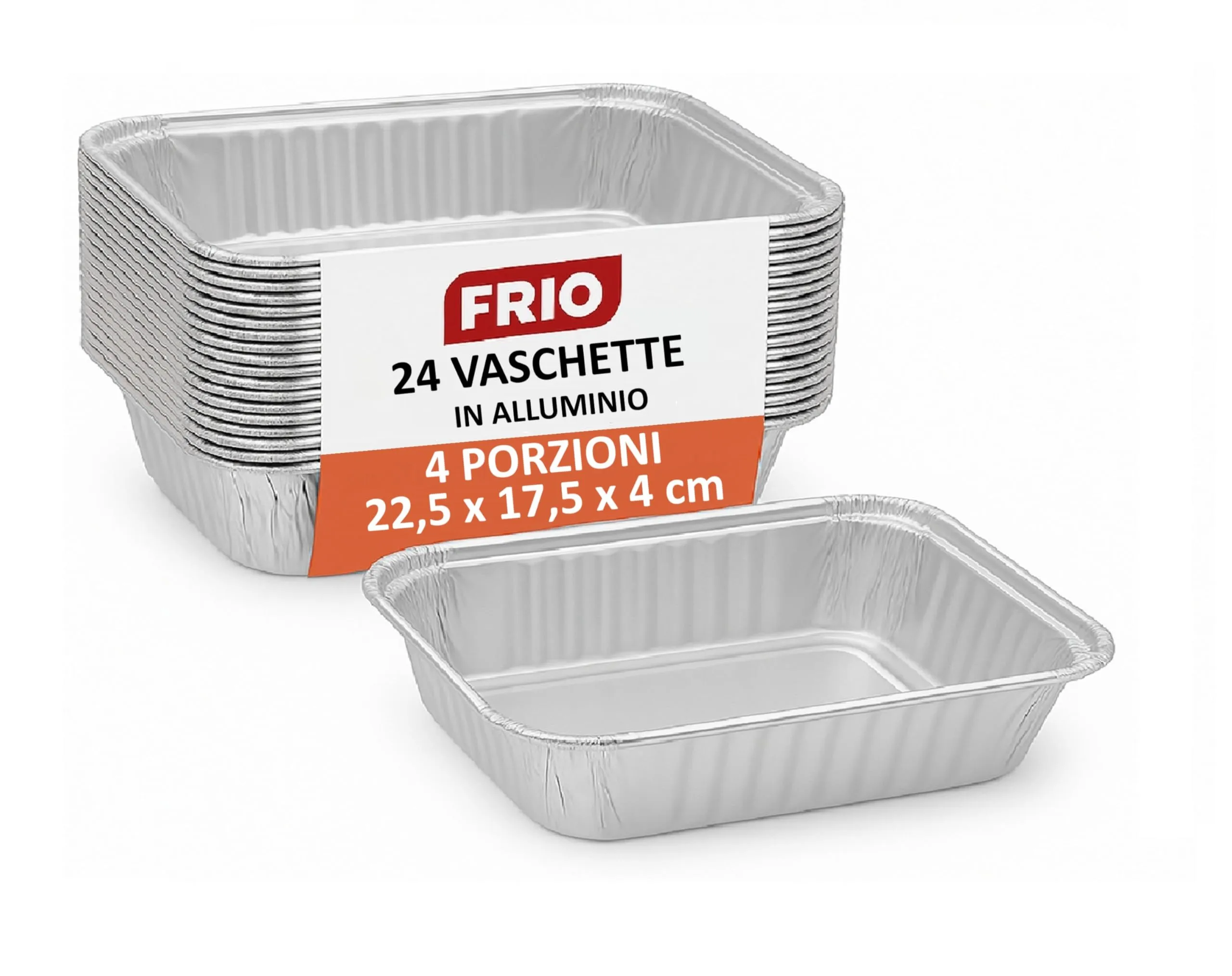 FRIO 24 Vaschette in Alluminio 4 porzioni 17,5x22,5x5,5 cm - immagine 1