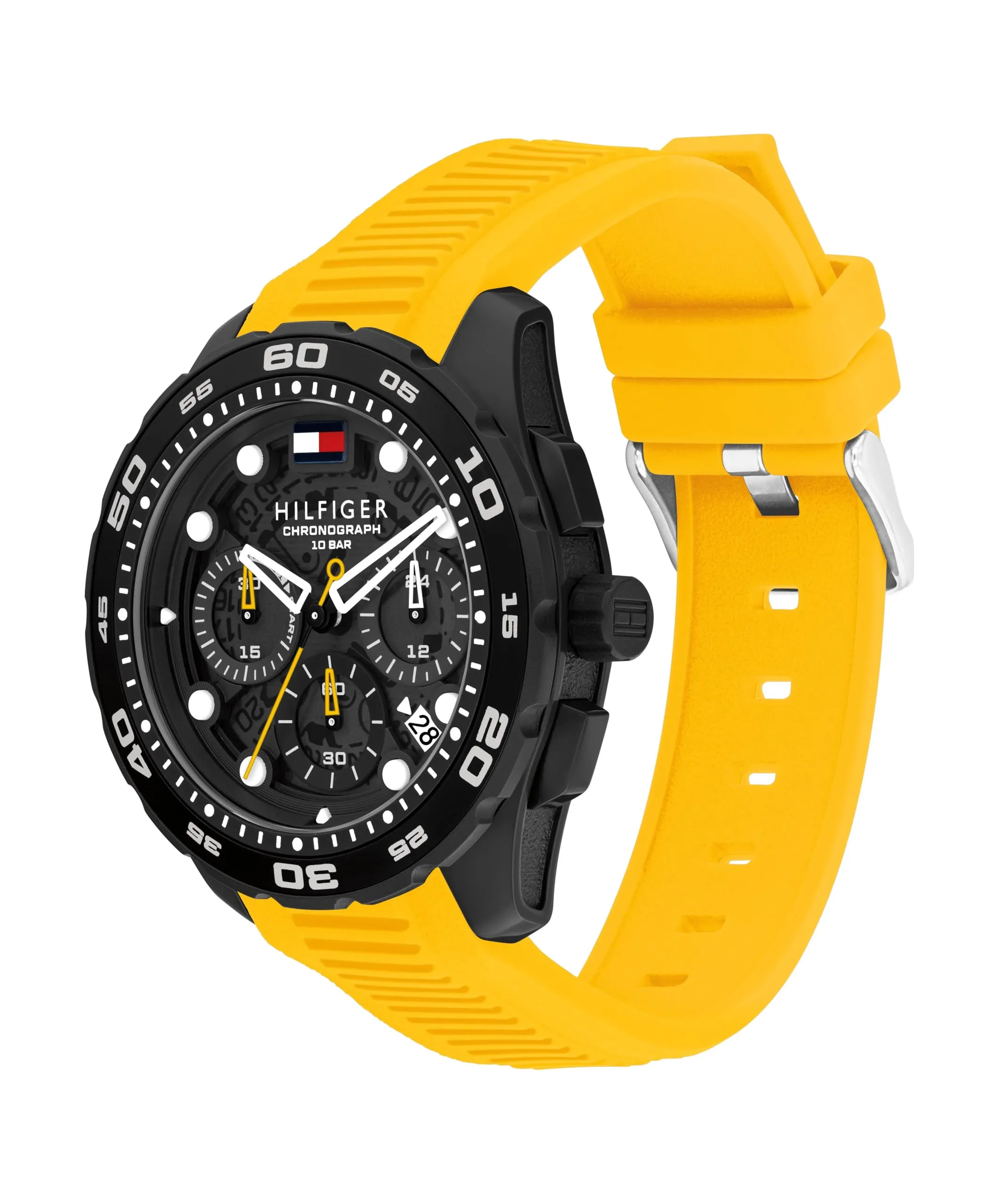 Tommy Hilfiger Orologio Cronografo al Quarzo con Calendario da Uomo con Cinturino in Silicone Giallo - 1792235, Yellow - immagine 2