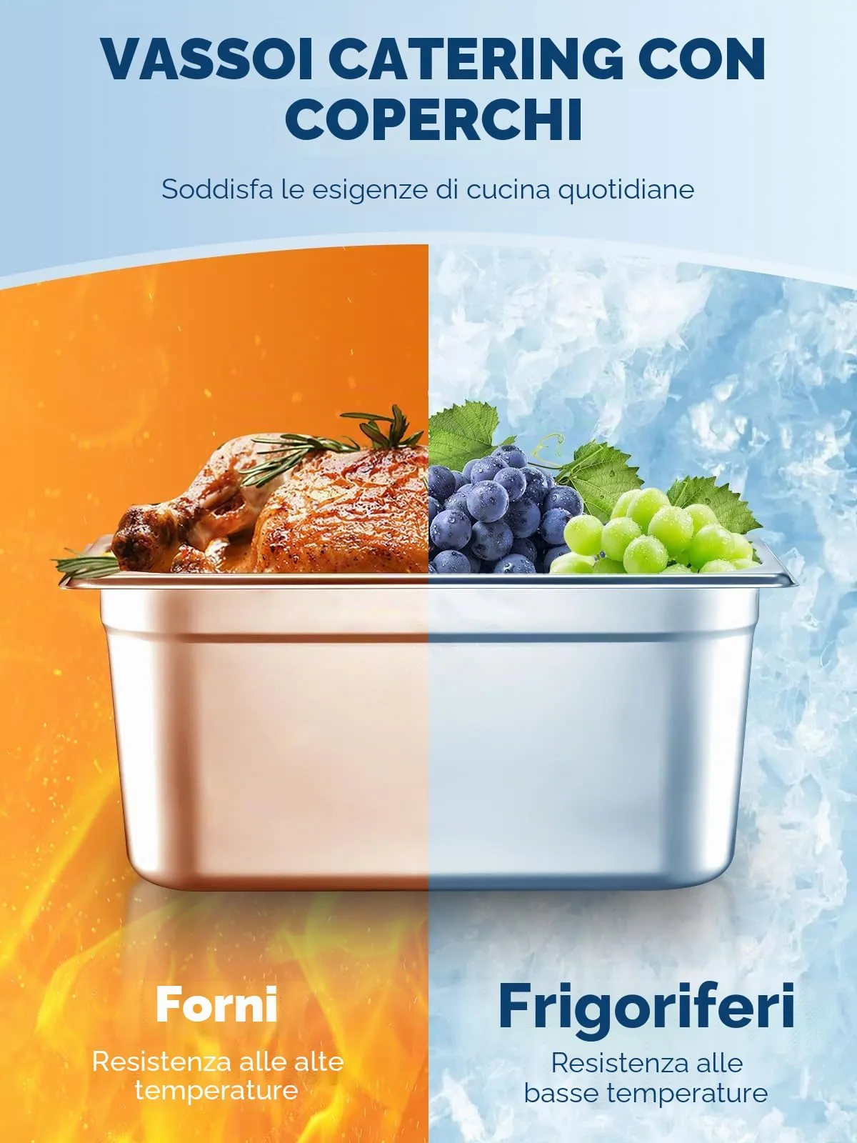 FOHERE 6 Contenitore GN 1/3, Contenitori Acciaio Inox，33x18x15 cm, Compatibile con i forni a convezione, frigoriferi, Coperchio, Teglia da Forno per Bar, Ristorante e Hotel - immagine 4