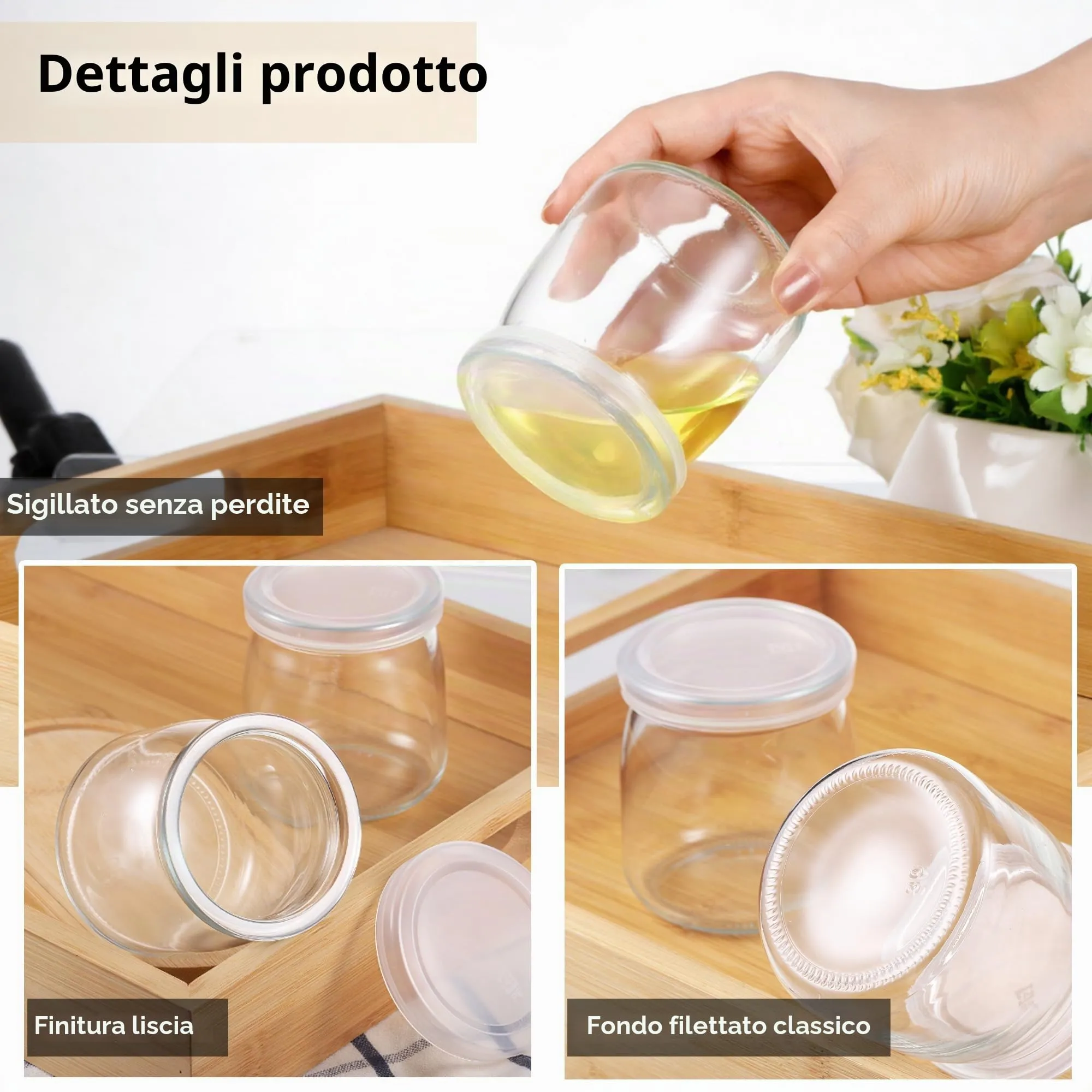 Hejo 12 Pezzi 200ml Riutilizzabili Barattoli Vetro per Yogurt con Coperchio - immagine 2