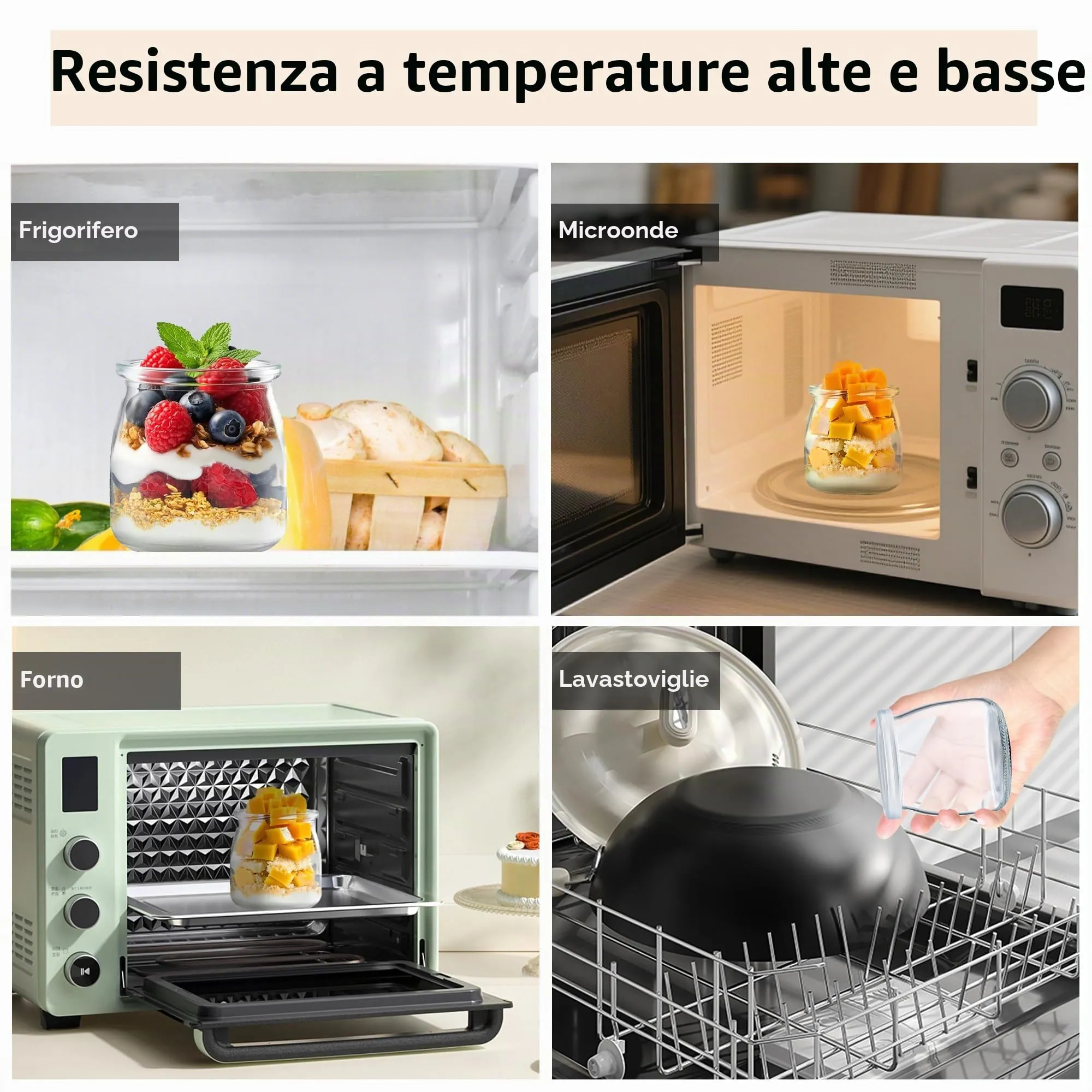 Hejo 12 Pezzi 200ml Riutilizzabili Barattoli Vetro per Yogurt con Coperchio - immagine 3