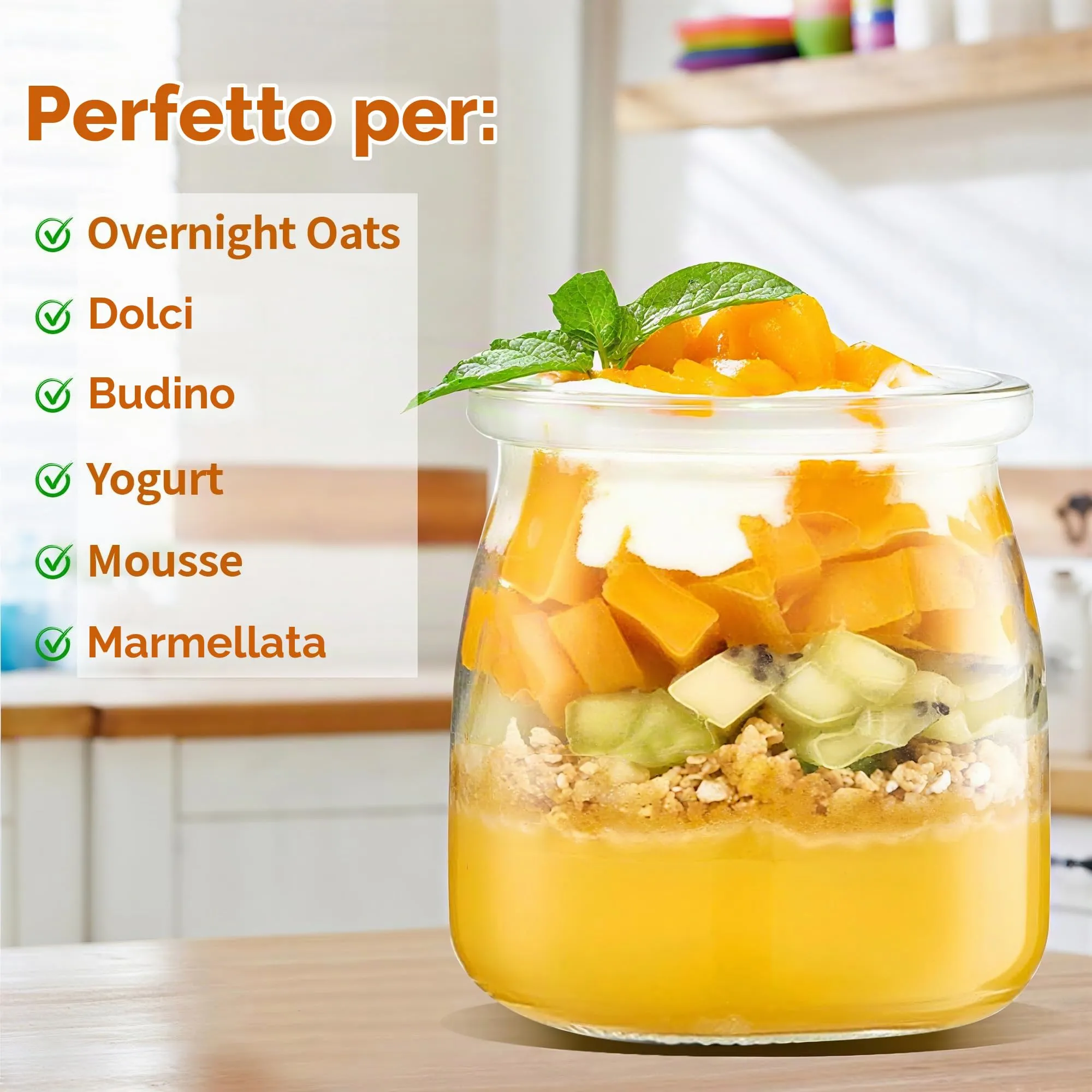 Hejo 12 Pezzi 200ml Riutilizzabili Barattoli Vetro per Yogurt con Coperchio - immagine 5