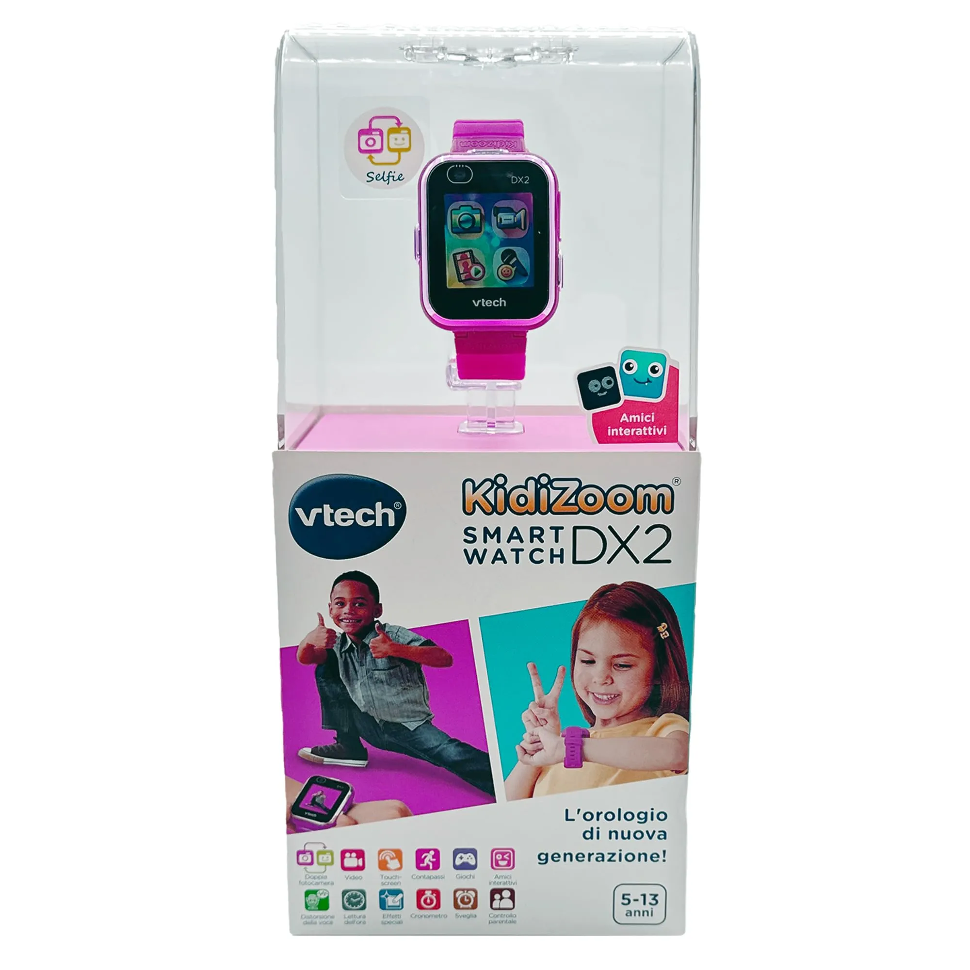 VTech Kidizoom Smartwatch DX2 Magenta, Orologio Interattivo per Bambini con Doppia Fotocamera, Schermo Touch Colori, Smartwatch con Sensore Movimento, Resistente agli Urti, Lingua Italiana, 3-12 Anni - immagine 9