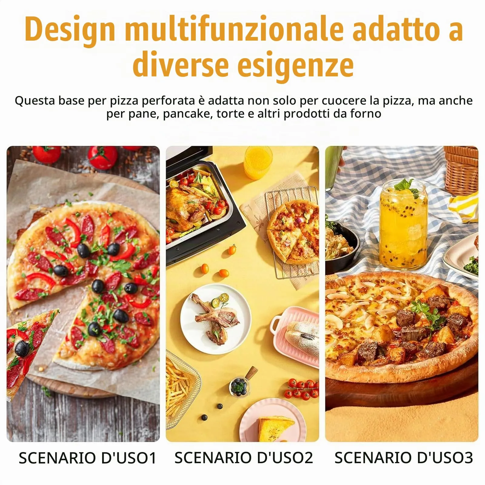 Bqkroa Pala per pizza perforata da 12 pollici: pala per pizza in alluminio, grande superficie, per uso domestico e gastronomia argento - immagine 7