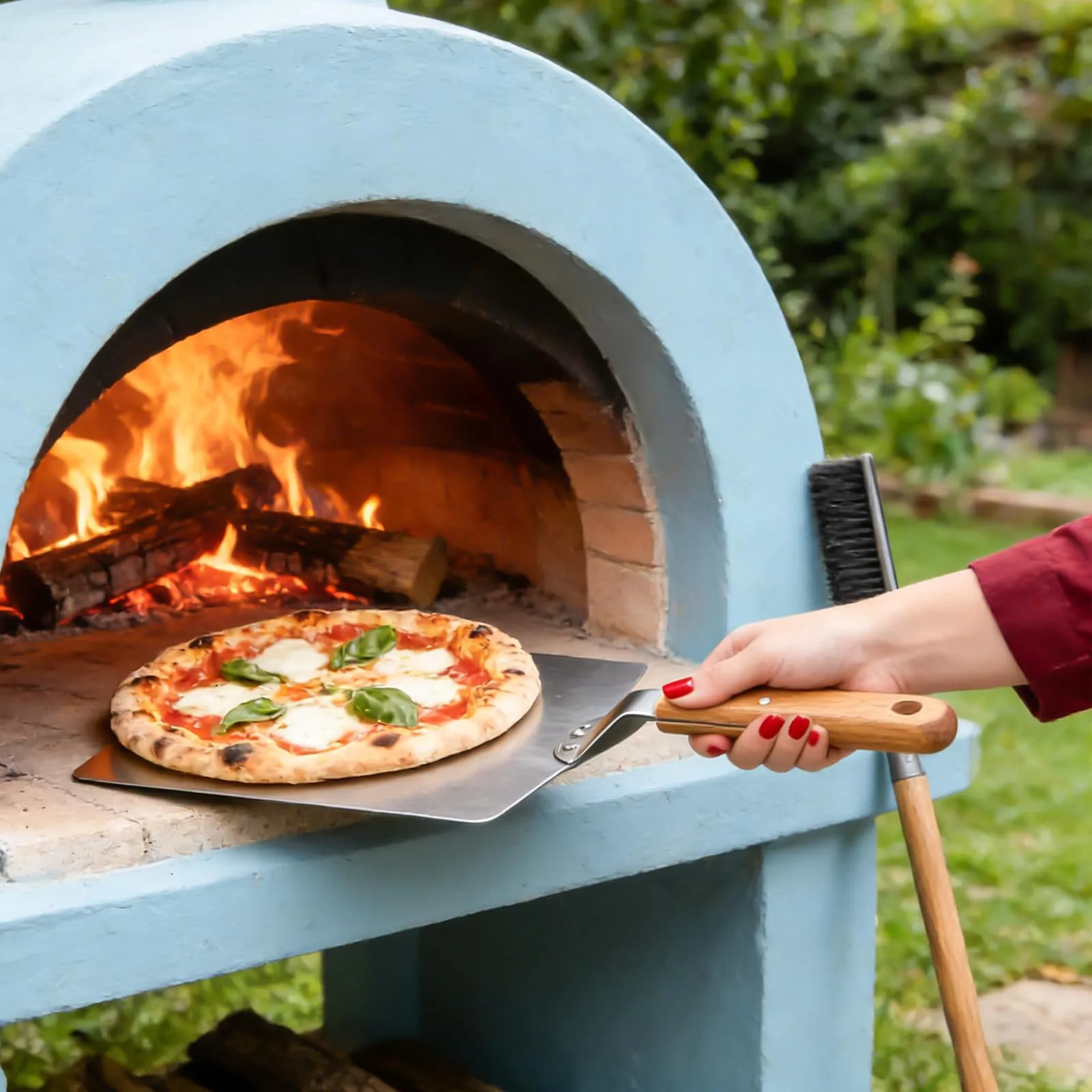 Bqkroa Pala per pizza grande da 30,5 cm: pala per pizza in acciaio inox con manico in legno, accessori per pizza per cottura e cucina, pala per pizza ultra robusta, pala per pizza di alta qualità - immagine 7
