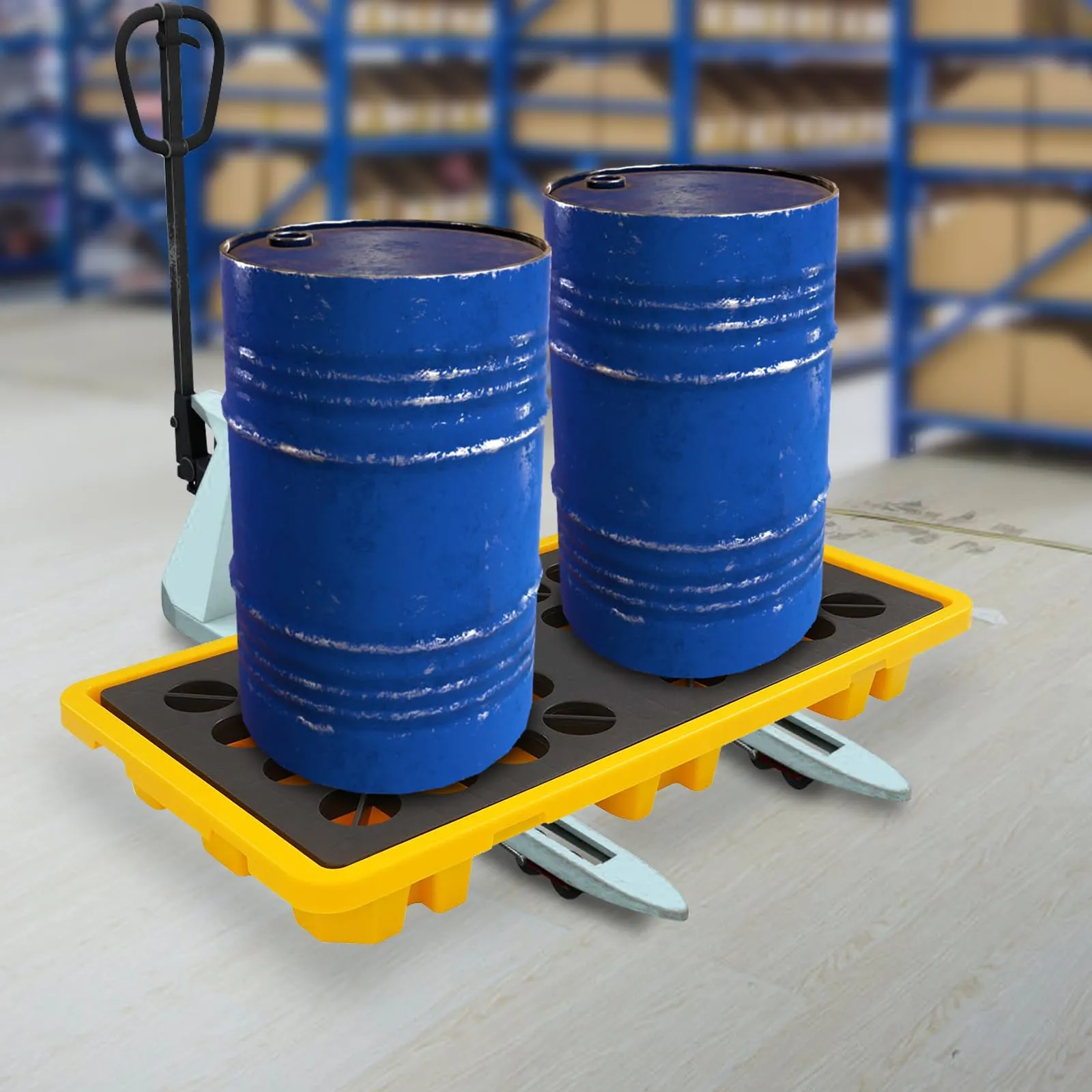 ZNLLQZN Vasca di raccolta modulare a prova di perdite, piattaforma di raccolta con capacità di stoccaggio delle perdite 80 l, per magazzini, fabbriche e impianti di produzione, 130 x 68 x 15 cm - immagine 3