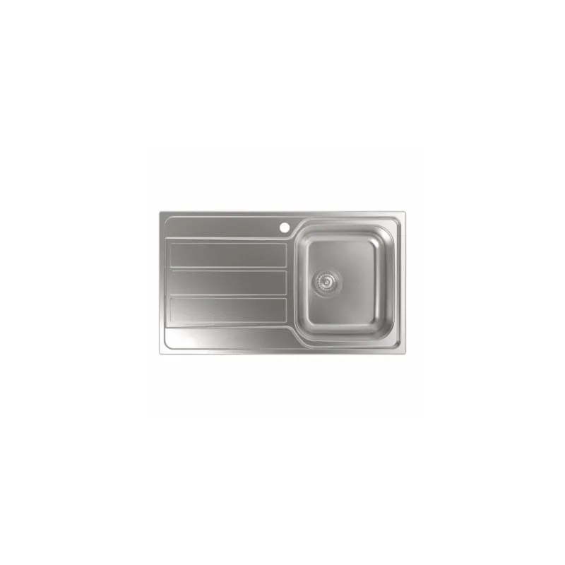 Lavello incasso sottotop rettangolare in acciaio inox AISI 304 18/10 860 x 500 mm 1 vasca con scolapiatti - immagine 1