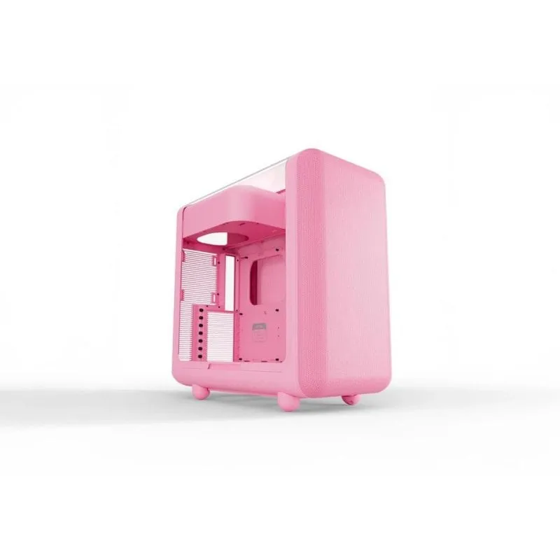 Case Hyte X50 Strawberry Milk Torre Media Vetro Temperato Rosa Mesh - immagine 1