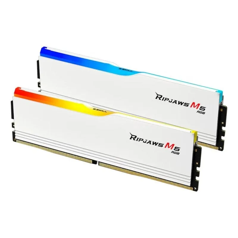 Memoria RAM G.Skill Ripjaws M5 RGB F5-6000J3636F16GX2-RM5RW 32GB 2x16GB DDR5 6000MHz CL36 RGB Intel XMP Bianco - immagine 1