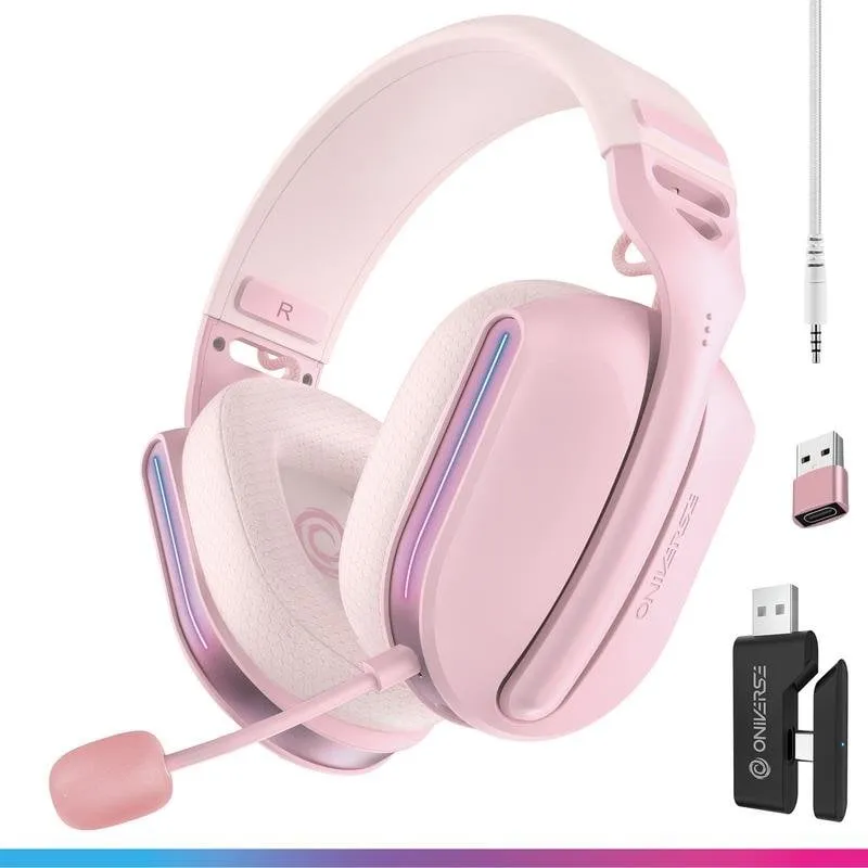 Auricolari Oniverse Polaris wireless e cablati Bluetooth USB-C Gaming Surround 7.1 Rosa - immagine 1