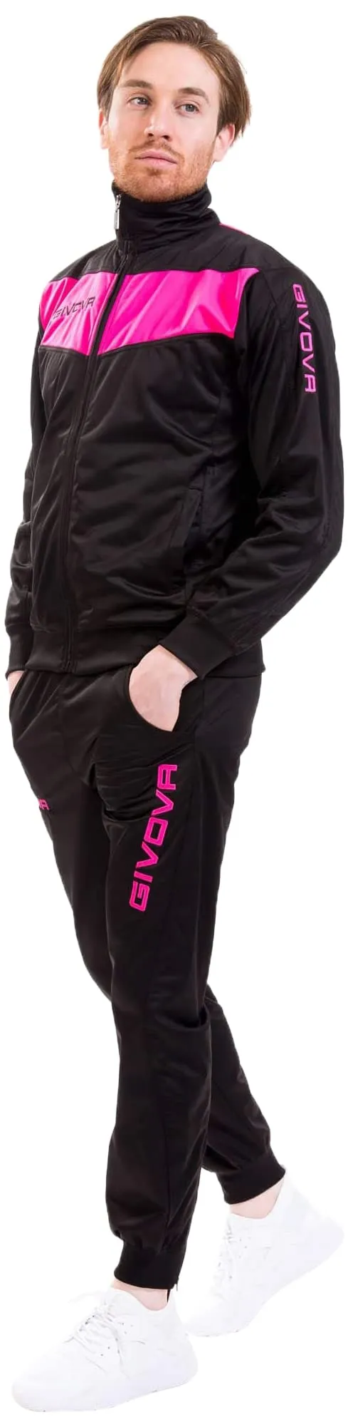 Givova Visa Fluo, Tuta da Ginnastica Uomo, Nero/Fuxia, M - immagine 1