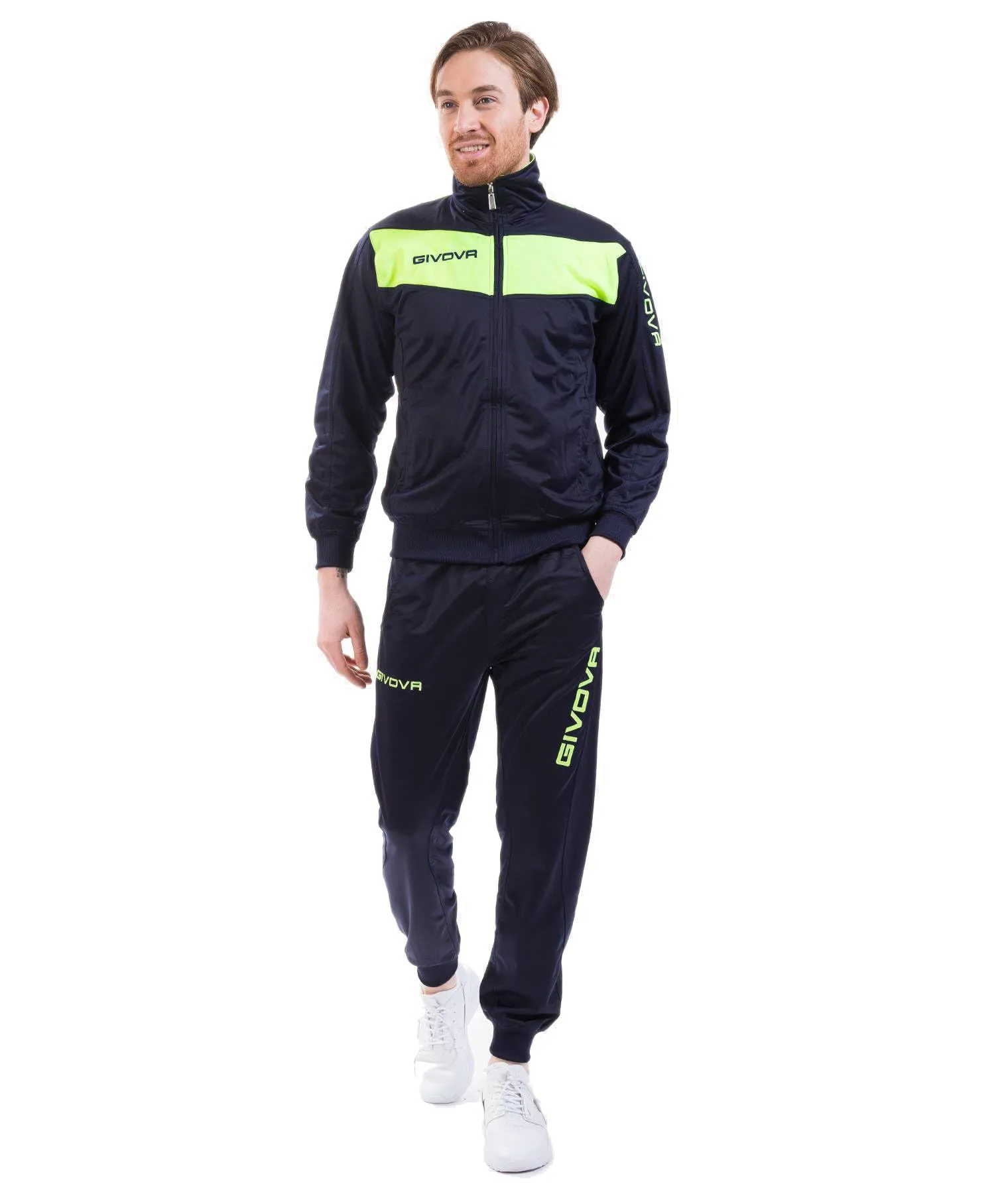 givova Visa Fluo Tuta da Ginnastica, Blu/Giallo Fluo, 3XS - immagine 1