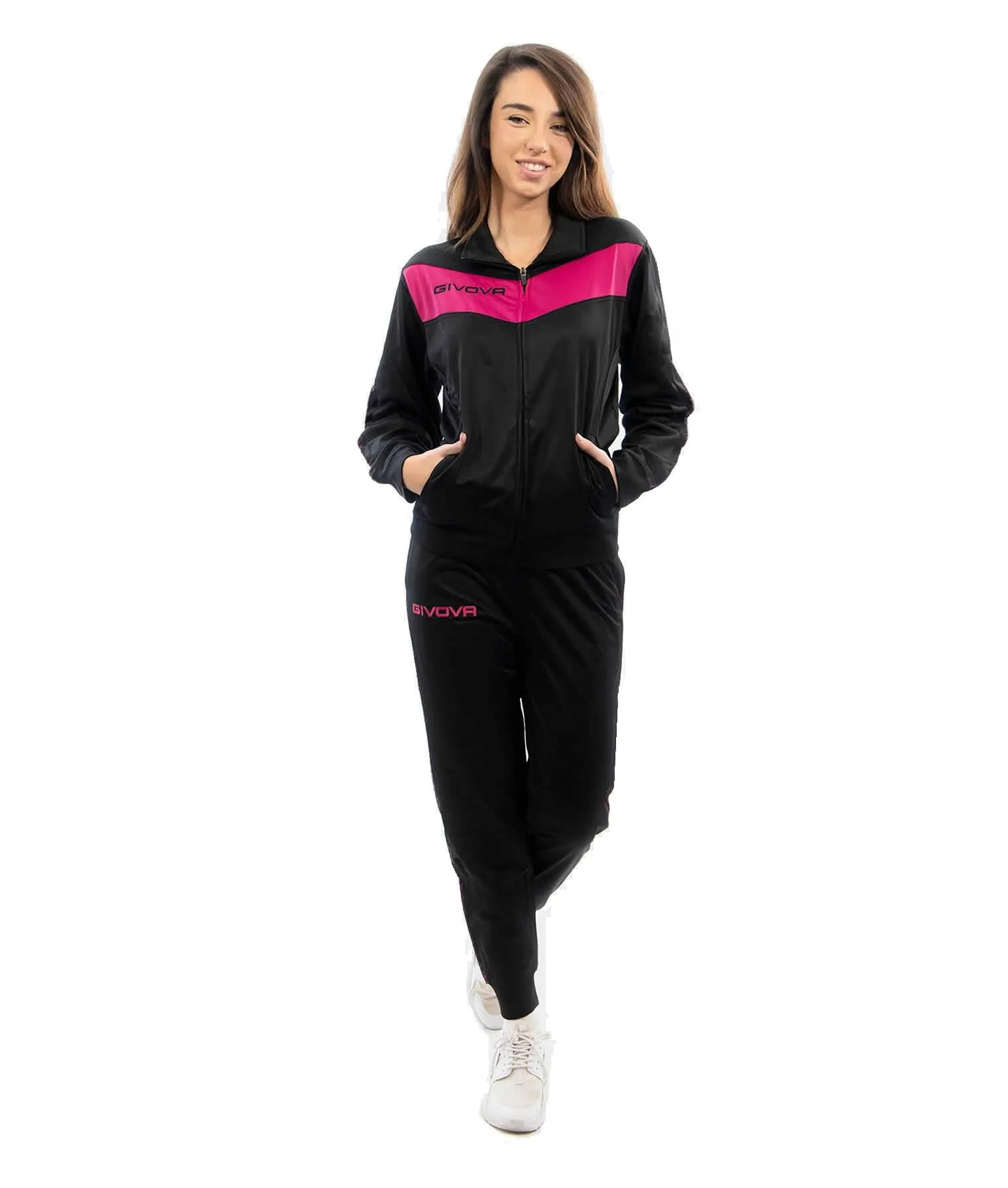 GIVOVA Visa Fluo Tuta da Ginnastica, Nero/Fuxia, XL - immagine 1