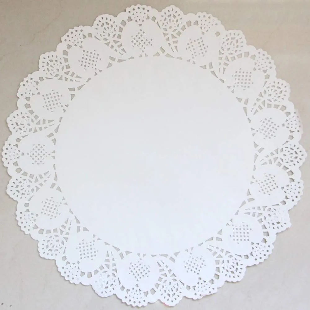 TrAdE shop Traesio - 12 PZ CENTRINO in Carta 32 CM sotto Torta Bianco Pizzo Nozze Festa Matrimonio - immagine 1