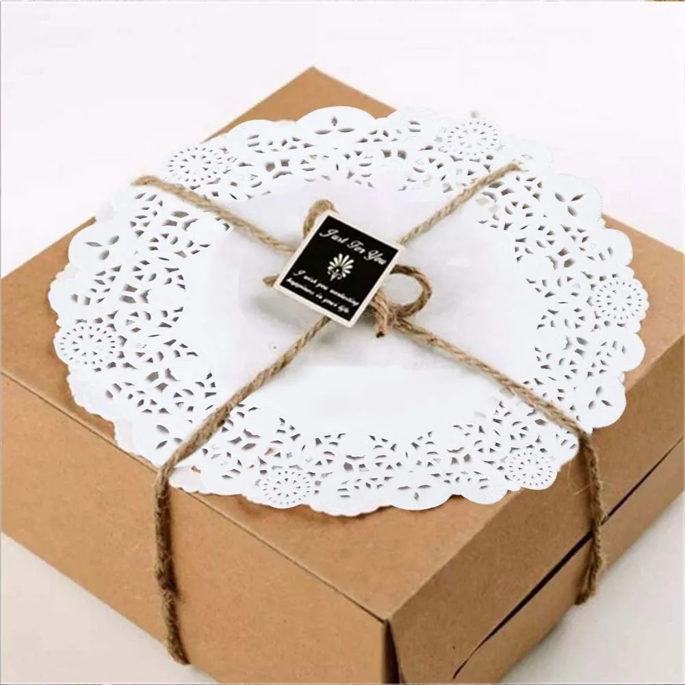 FLZONE Centrini Carta Pizzo,200 pezzi Centrini di Carta Rotondi di Pizzo Bianco Cuscinetti per Imballaggi per Decorazioni da Tavola per Feste o Matrimoni, 3,5 Pollici - immagine 6