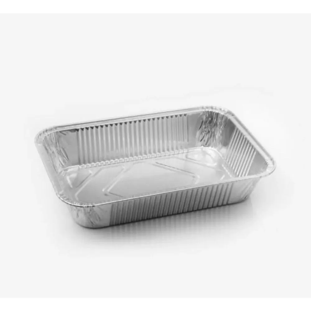 Generico 25/50/100 Vaschette in Alluminio VARIE DIMENSIONI bordo G | Argentate contenitori per Alimenti USA e Getta, teglie in Alluminio per Takeaway (50pz 4 porzioni 24x18x4,2cm) - immagine 1
