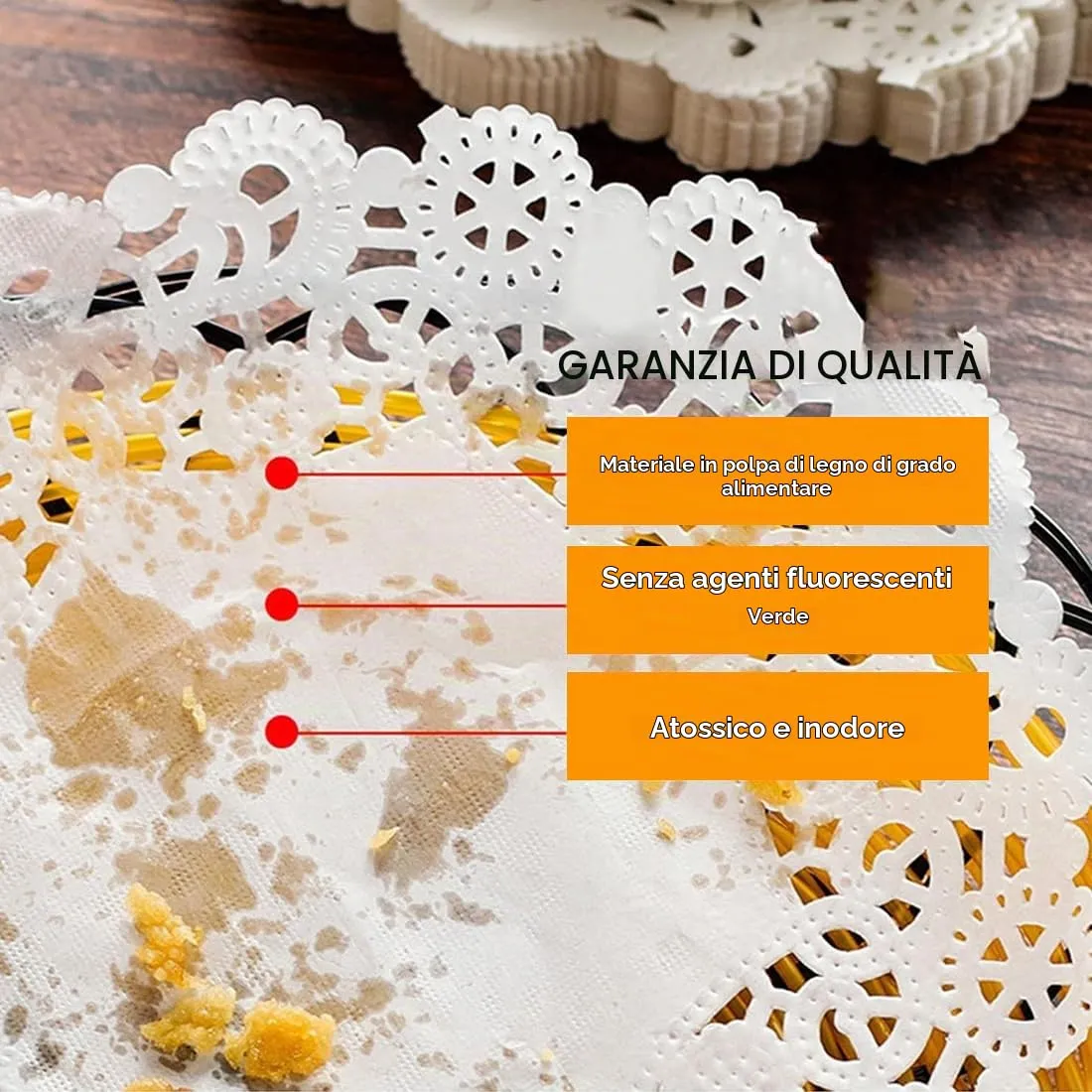 ZKGYUS 200 Pezzi carta rotonda in pizzo bianco, tovaglietta di carta bianca, tovaglietta di carta rotonda, per matrimoni, compleanni, torte, dessert, stoviglie, 4,5 pollici - immagine 2