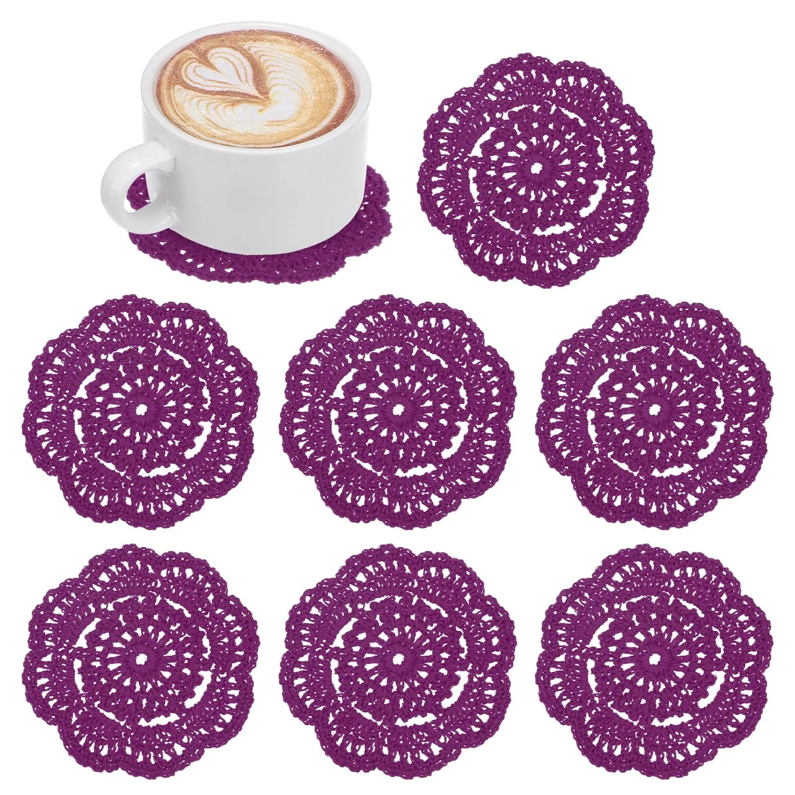 M METERXITY 8-Pack Centrini All'Uncinetto 4 Pollici/10Cm Viola Rosso - immagine 1