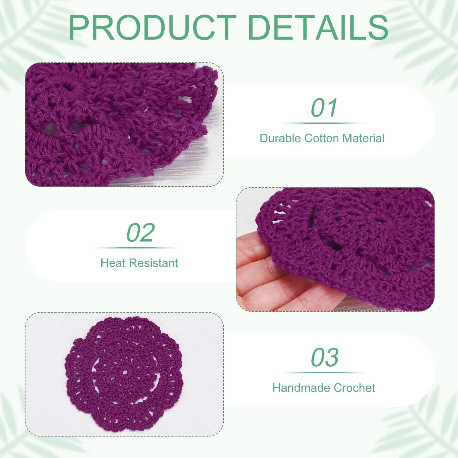 M METERXITY 8-Pack Centrini All'Uncinetto 4 Pollici/10Cm Viola Rosso - immagine 2