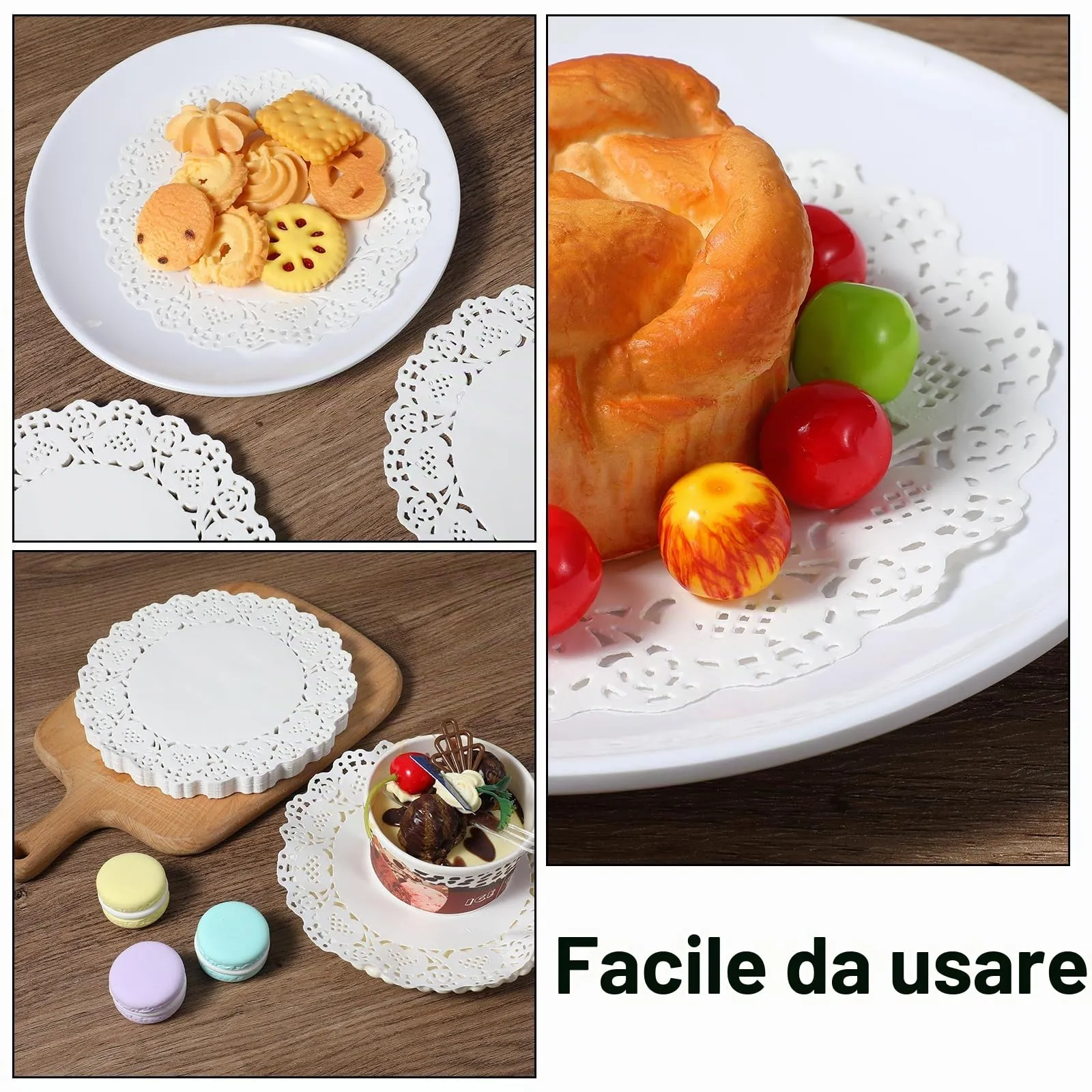 Lnngub 150 tovagliette rotonde di carta da 16 cm, rotonde in carta di pizzo bianco, per compleanni, matrimoni, feste, cene, artigianato, decorazioni - immagine 3