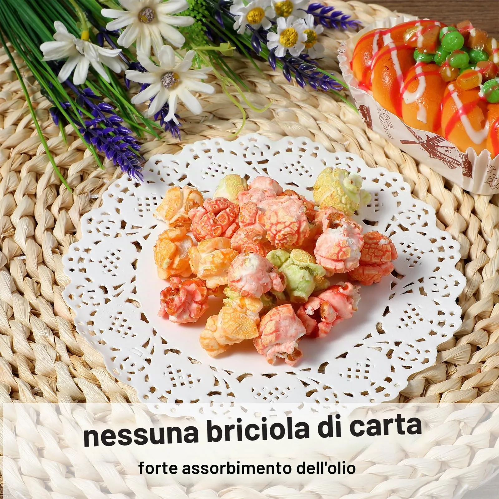 Lnngub 150 tovagliette rotonde di carta da 16 cm, rotonde in carta di pizzo bianco, per compleanni, matrimoni, feste, cene, artigianato, decorazioni - immagine 4