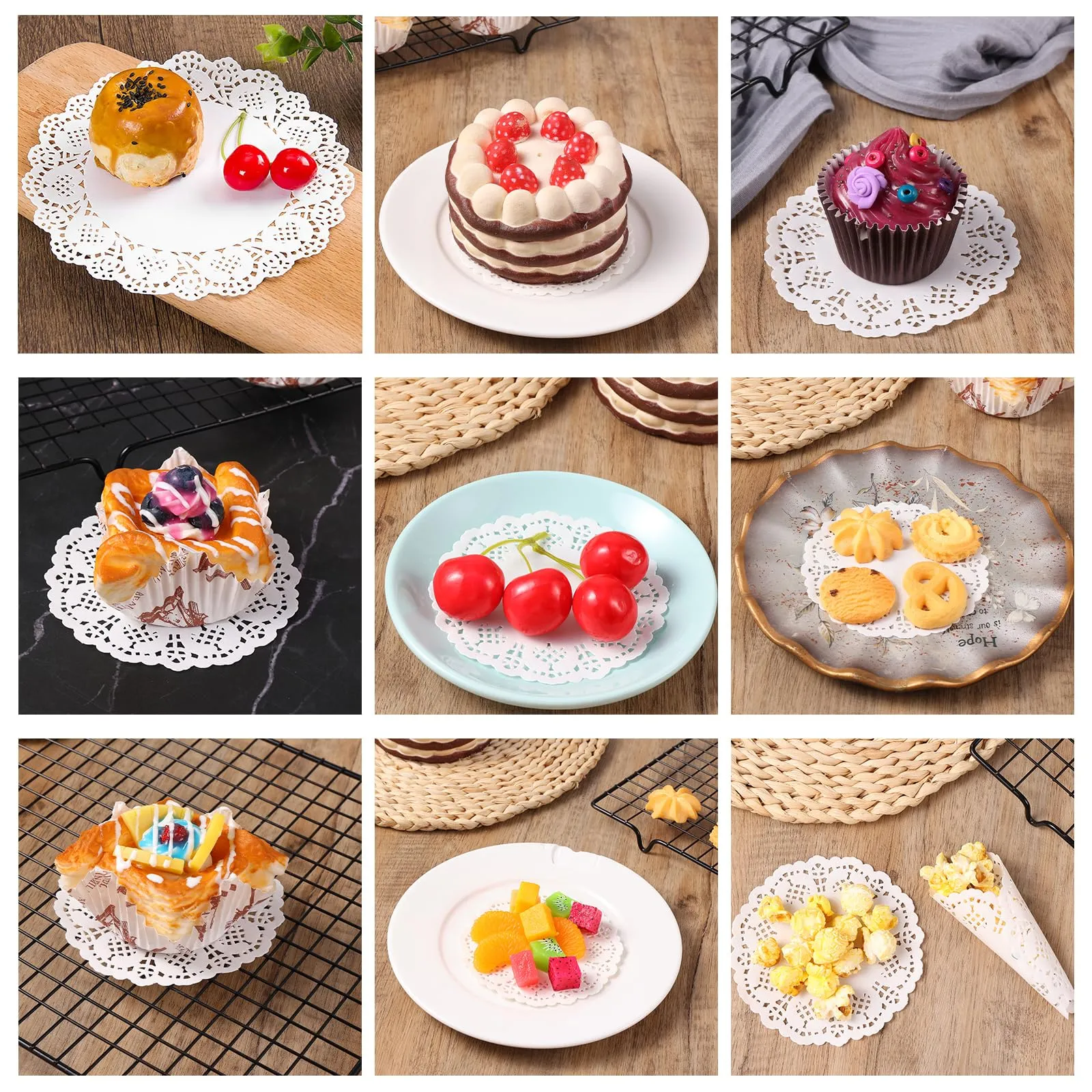 Lnngub 150 tovagliette rotonde di carta da 16 cm, rotonde in carta di pizzo bianco, per compleanni, matrimoni, feste, cene, artigianato, decorazioni - immagine 6