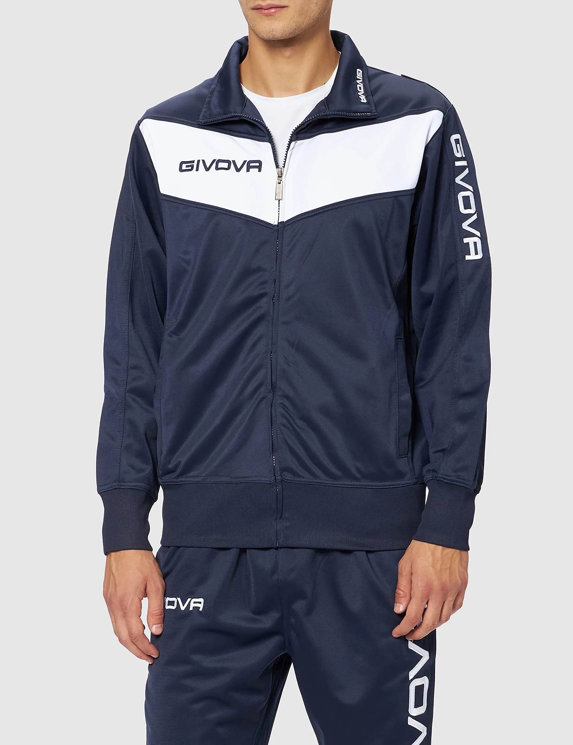 GIVOVA Visa, Tuta Da Ginnastica Uomo (IT, Testo, XL, Regular, Regular, Blu/Bianco) - immagine 2