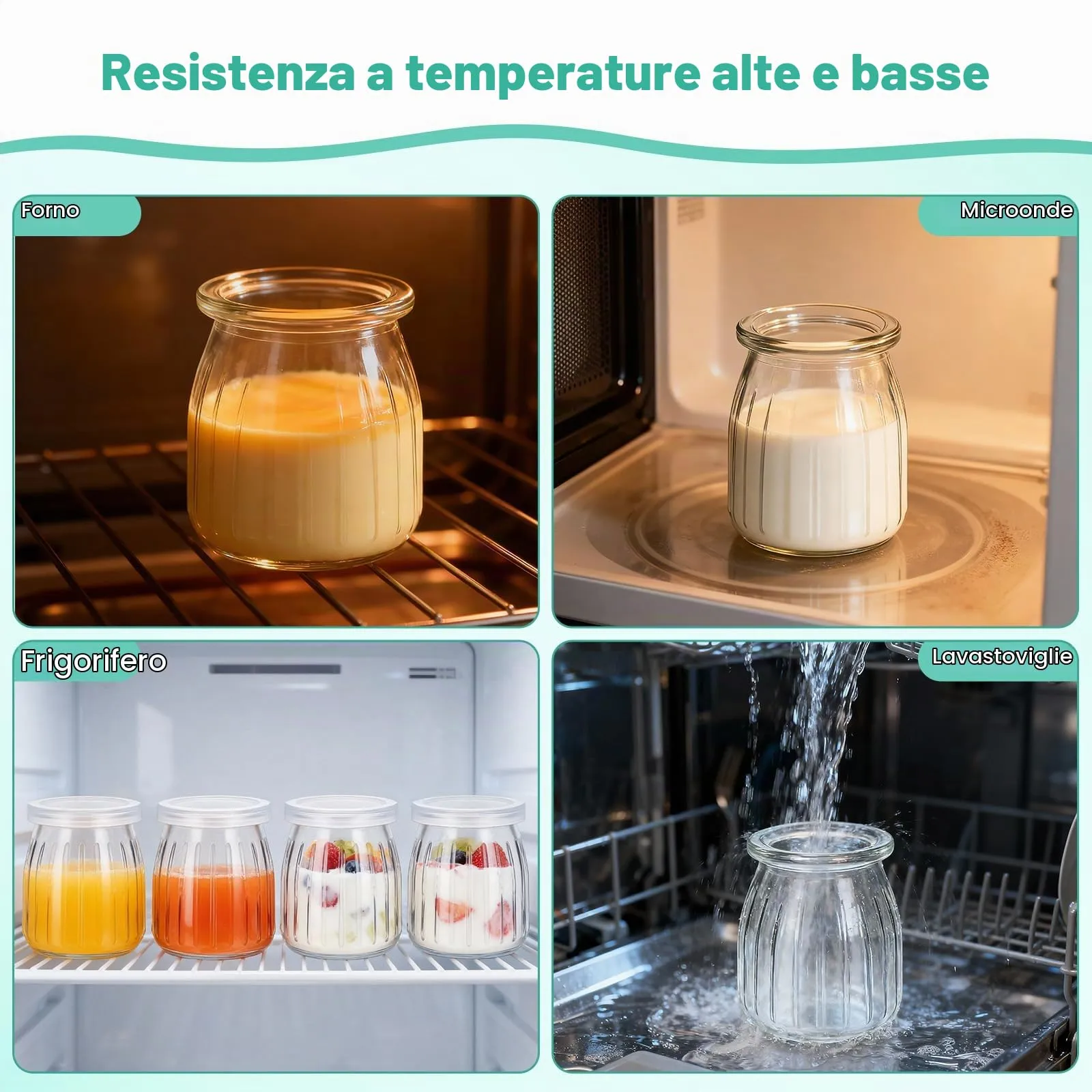 Hejo 12 Pezzi 200ml Riutilizzabili Barattoli Vetro per Yogurt con Coperchio - immagine 4