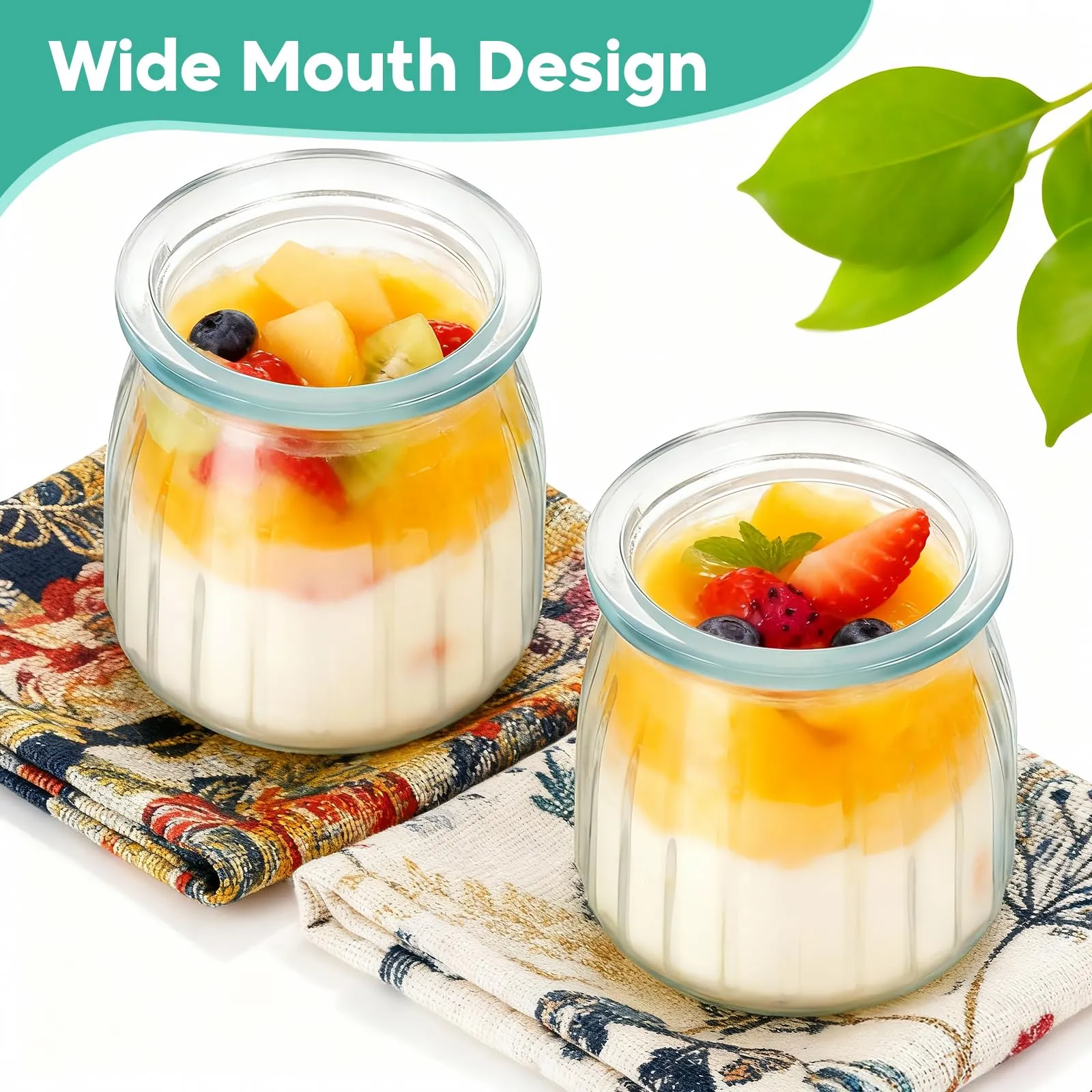 Hejo 12 Pezzi 200ml Riutilizzabili Barattoli Vetro per Yogurt con Coperchio - immagine 5