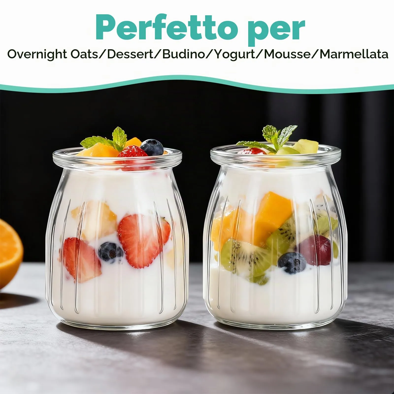 Hejo 12 Pezzi 200ml Riutilizzabili Barattoli Vetro per Yogurt con Coperchio - immagine 6