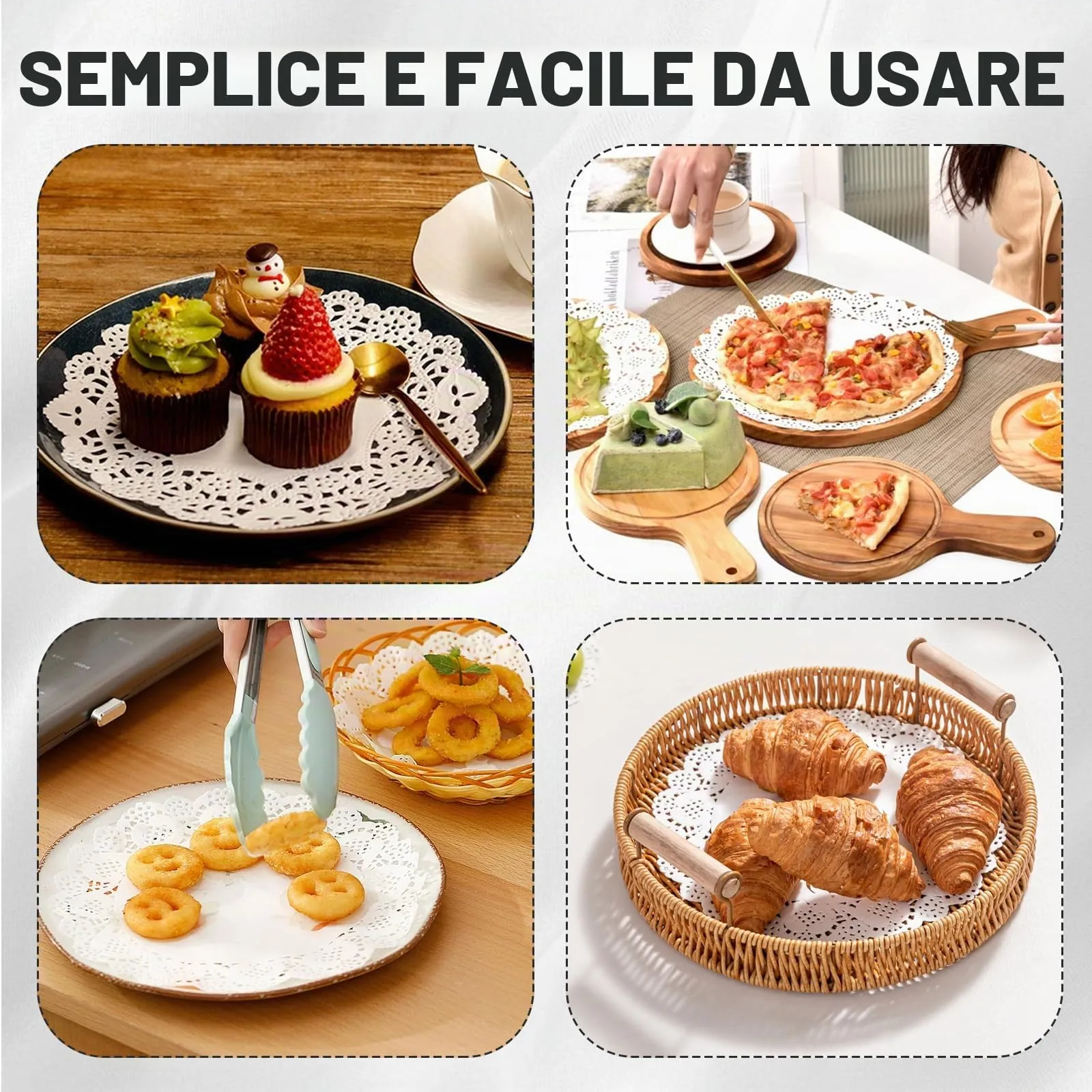 Rbleote 600 Pezzi Centrini Di Carta In Pizzo,3 Misure Sottobicchieri Carta,Per Uso Culinario Base Rotonda Per Torta,Adatti Per Buffet,Compleanni,Matrimoni,Feste,Torte,Bianco (9 CM,11,5 CM,14 CM) - immagine 4