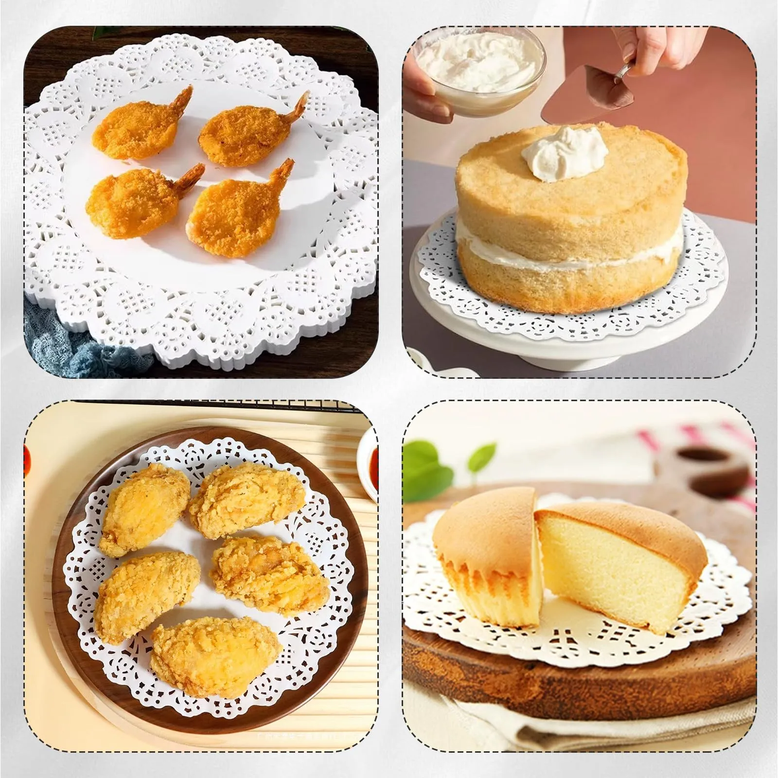 Rbleote 600 Pezzi Centrini Di Carta In Pizzo,3 Misure Sottobicchieri Carta,Per Uso Culinario Base Rotonda Per Torta,Adatti Per Buffet,Compleanni,Matrimoni,Feste,Torte,Bianco (9 CM,11,5 CM,14 CM) - immagine 6