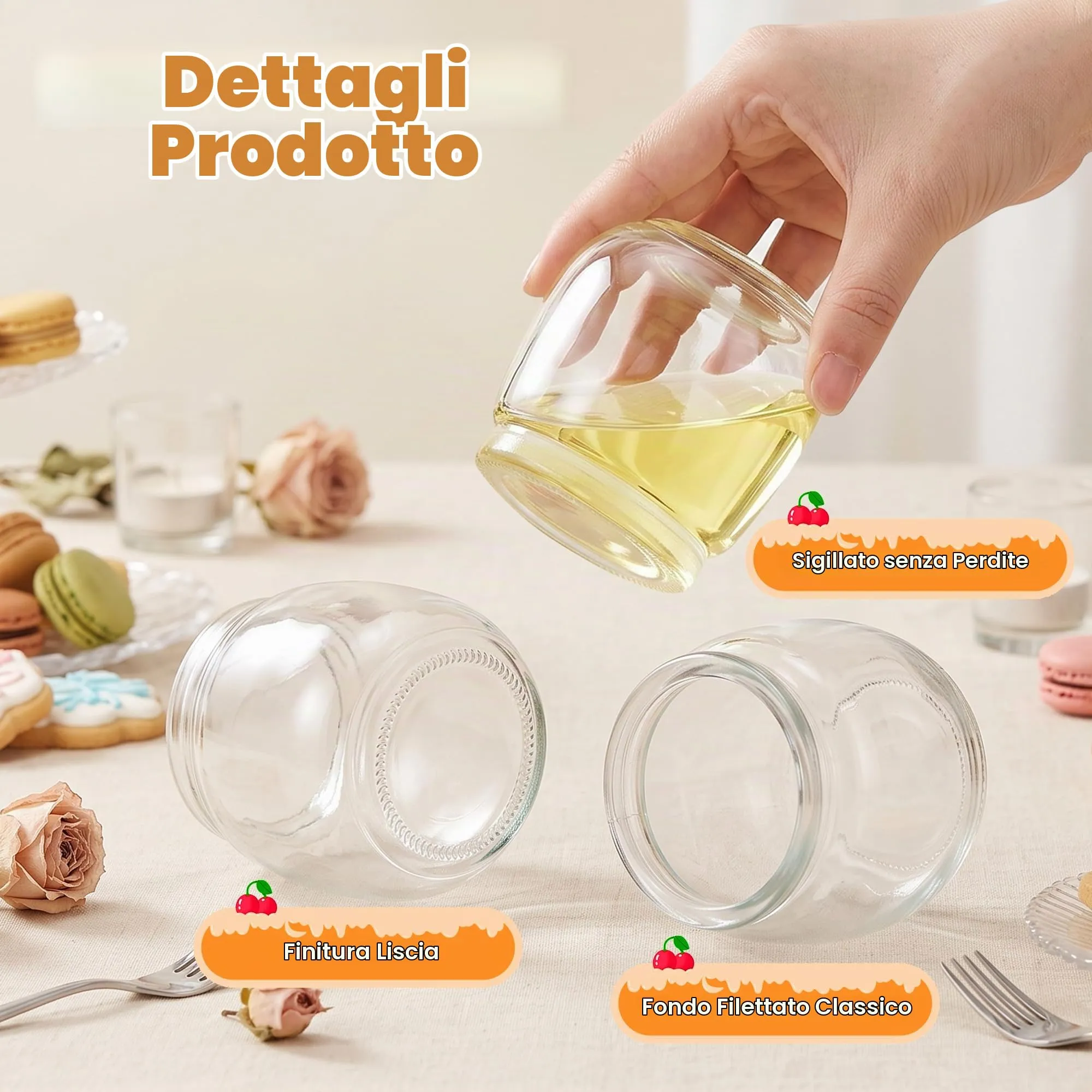 Hejo 12 Pezzi 200ml Riutilizzabili Barattoli Vetro per Yogurt con Coperchio - immagine 2