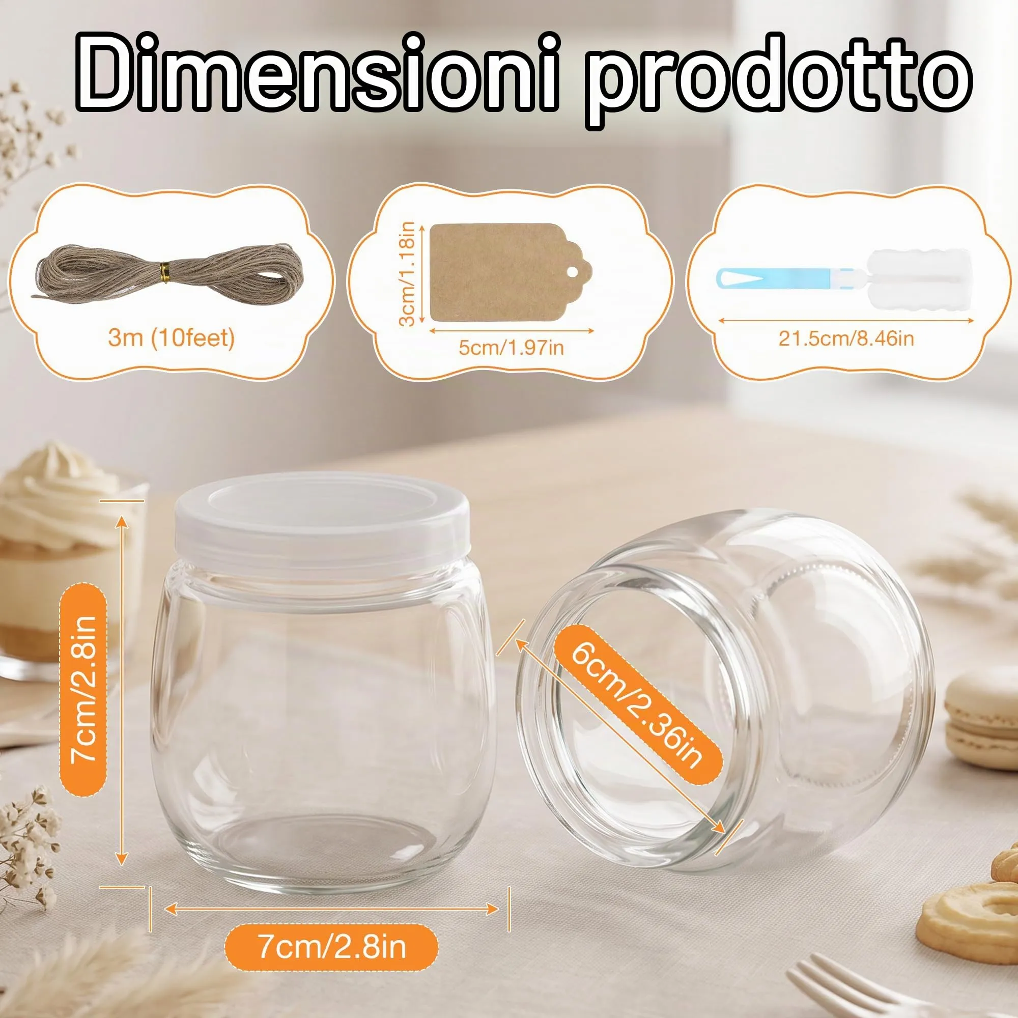 Hejo 12 Pezzi 200ml Riutilizzabili Barattoli Vetro per Yogurt con Coperchio - immagine 3