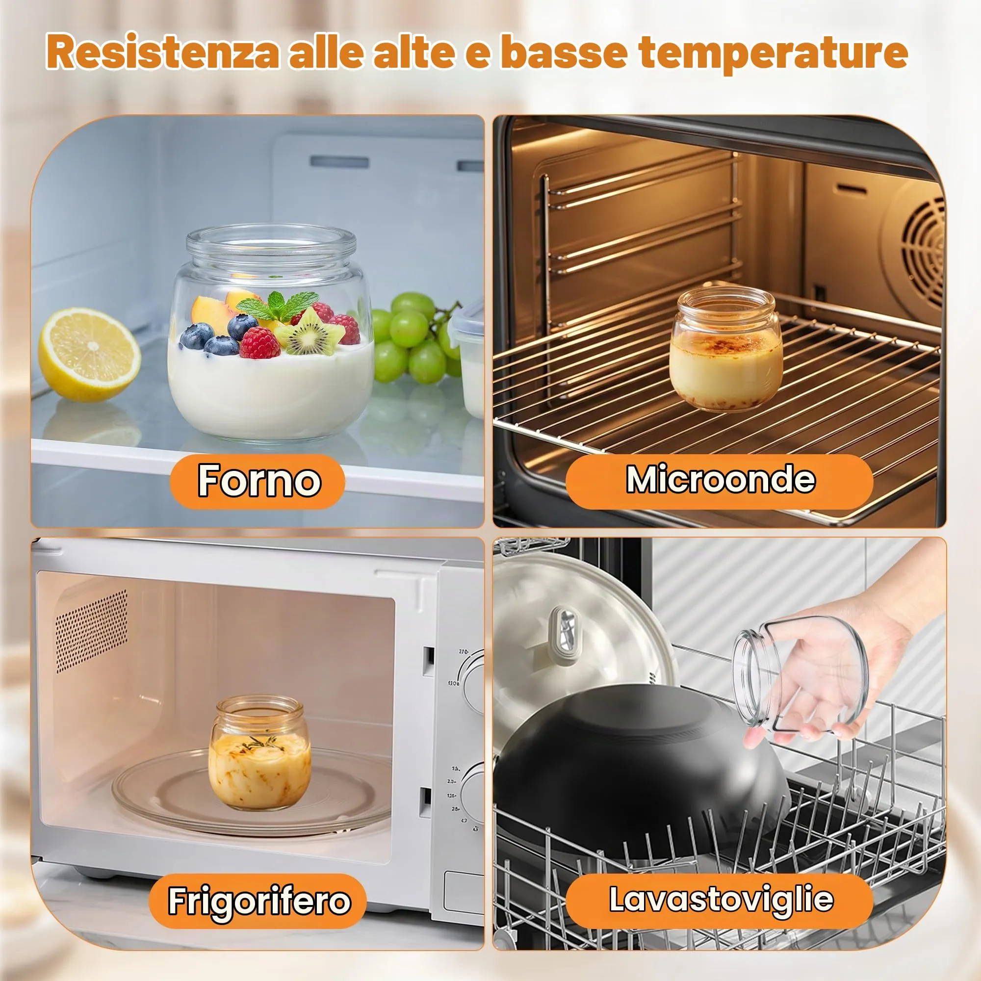 Hejo 12 Pezzi 200ml Riutilizzabili Barattoli Vetro per Yogurt con Coperchio - immagine 4
