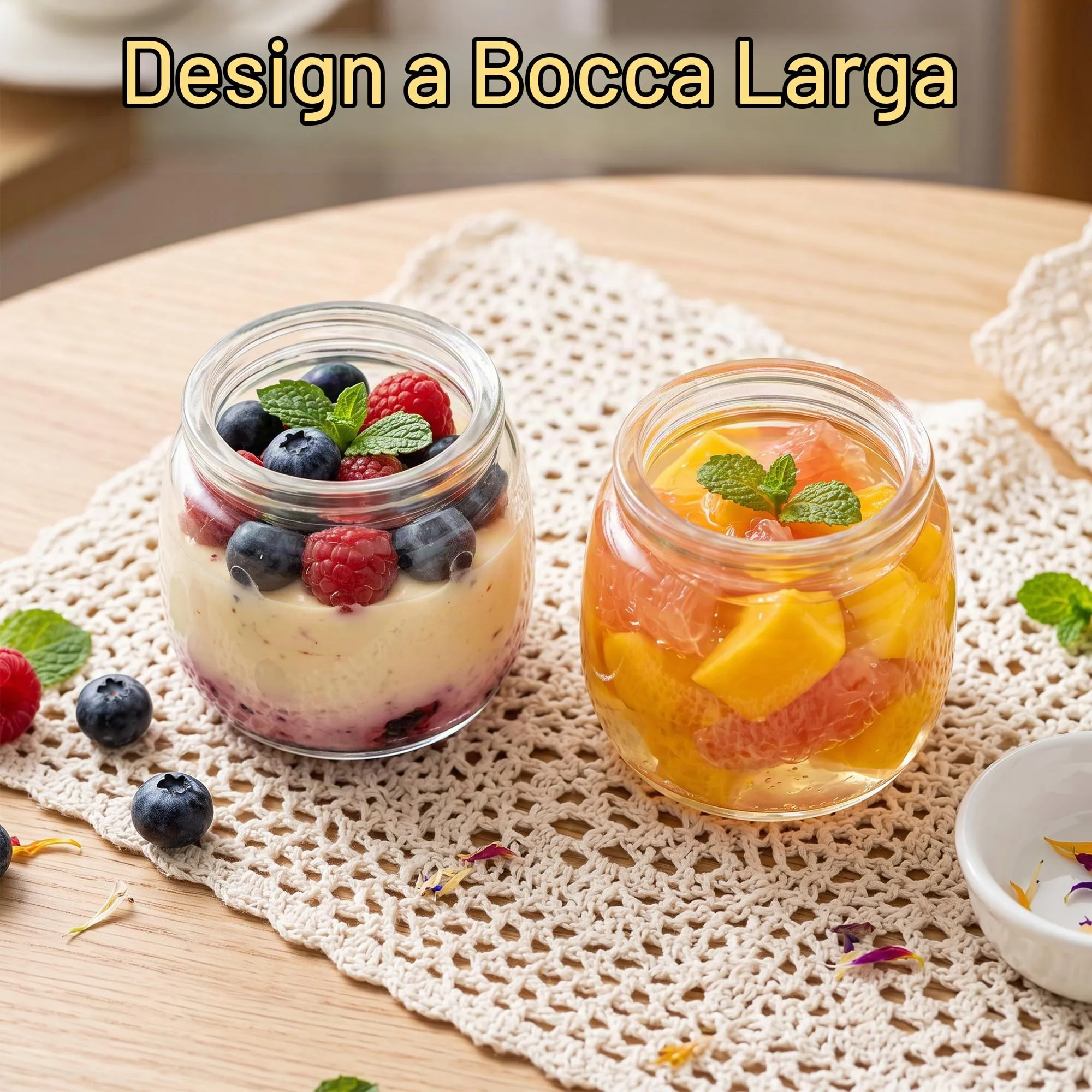 Hejo 12 Pezzi 200ml Riutilizzabili Barattoli Vetro per Yogurt con Coperchio - immagine 5