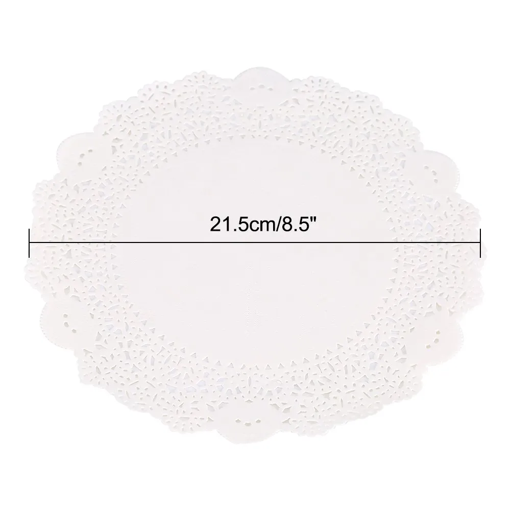 180 Pezzi Pizzo Centrini Carta Bianca Hollowed Pizzo il Carta Centrini Torta Confezione Pads Decorativo Carta Tovagliette Massa per Torta Nozze Vasellame Decorazione(8.5 Inch) - immagine 3