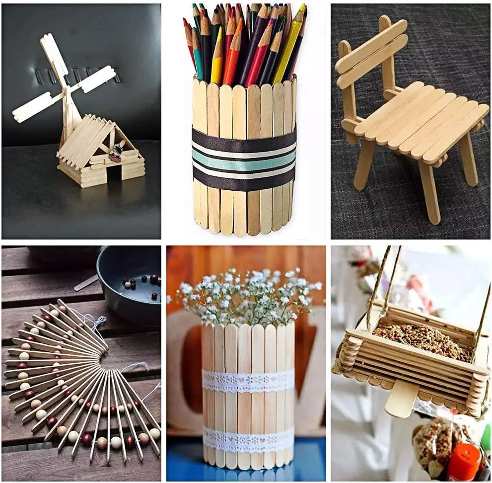 Happium Bastoncini per lecca-lecca, 100 pezzi Bastoncini per lecca-lecca tavola per artigianato Bastoncini per ghiaccioli in legno Bastoncini spessi artigianali Bastoncini per gelato Barrette - immagine 4