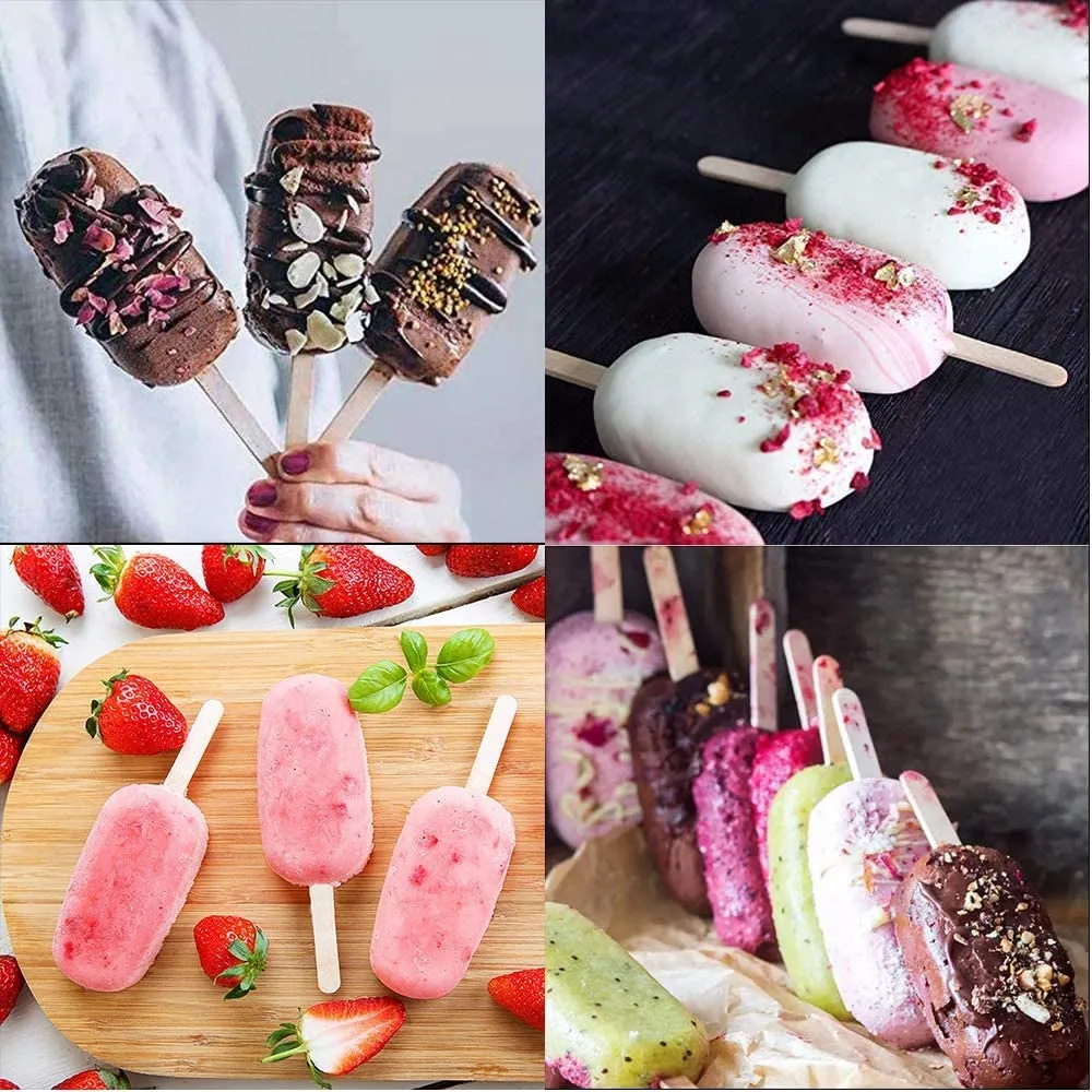 Happium Bastoncini per lecca-lecca, 100 pezzi Bastoncini per lecca-lecca tavola per artigianato Bastoncini per ghiaccioli in legno Bastoncini spessi artigianali Bastoncini per gelato Barrette - immagine 5
